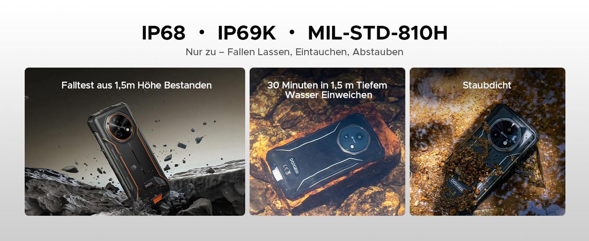 DOOGEE Fire 7 Outdoor Smartphone Handy, 5G, Android 16, IP68/IP69K, 6,6" 90Hz, 13000mAh, 36+128GB, 64MP, NFC, Fingerabdruck, Dual-SIM, ohne Vertrag