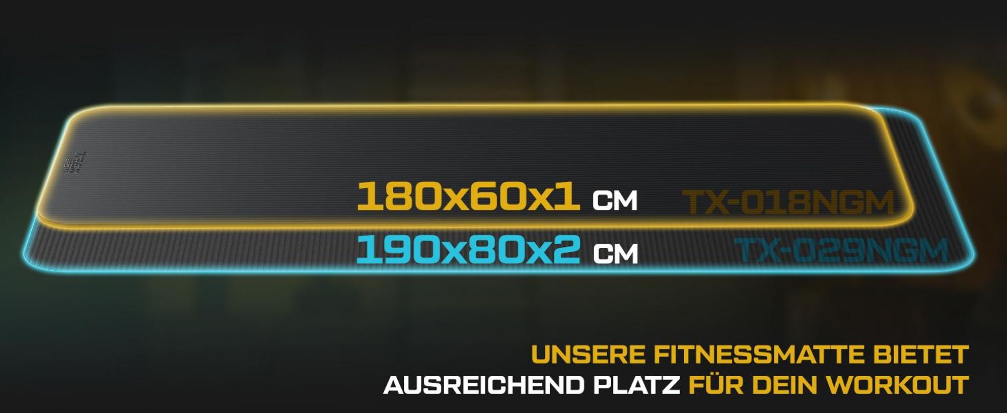 TREX SPORT Gymnastikmatte Fitnessmatte 2cm TX-029NGM | Yogamatte Pilates 190×80×2cm | Trainingsmatte rutschfest, wasserdicht | Sportmatte schwarz