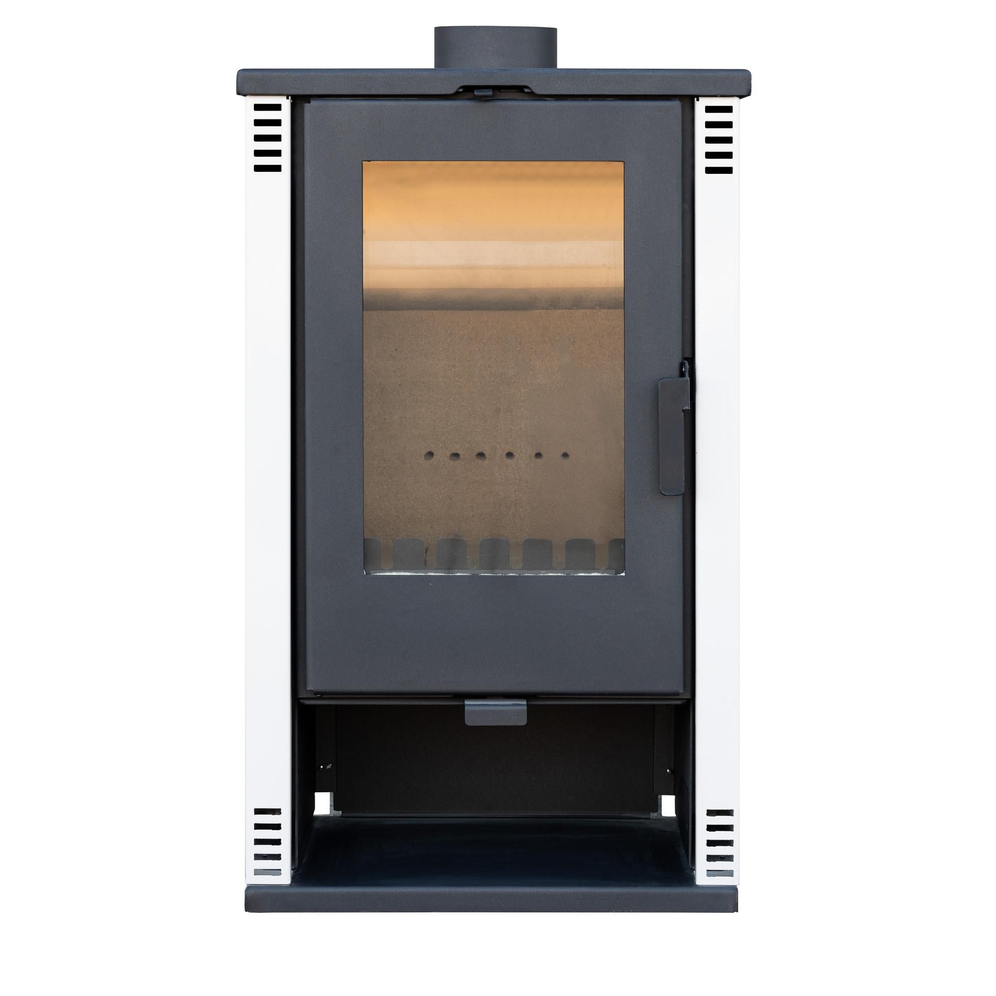 Kaminofen ALAZ K10M Elfenbeinfarbe 10 kW, Kamin Heizofen Dauerbrandofen Holzofen, Кaminholz Hüttenofen, Кaminfeuer, Briketts kamin, Fireplace wood