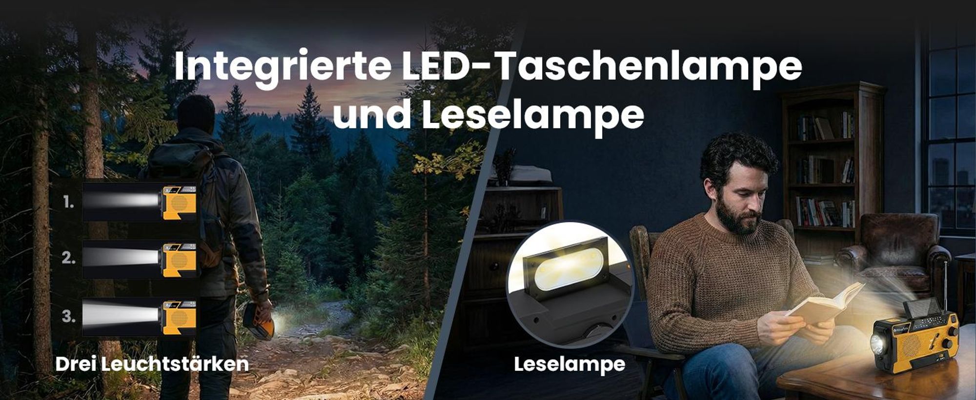 Extralink Notfallradio Solar & Kurbel, 4000mAh, Powerbank, LED