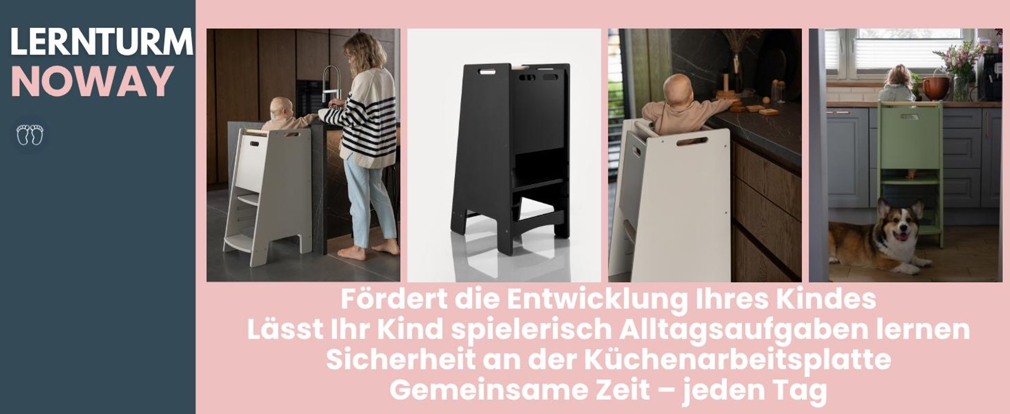 NOWAY - Montessori Lernturm Kitchen Helper Kinderplattform Küchenturm lackierter – kaschmir