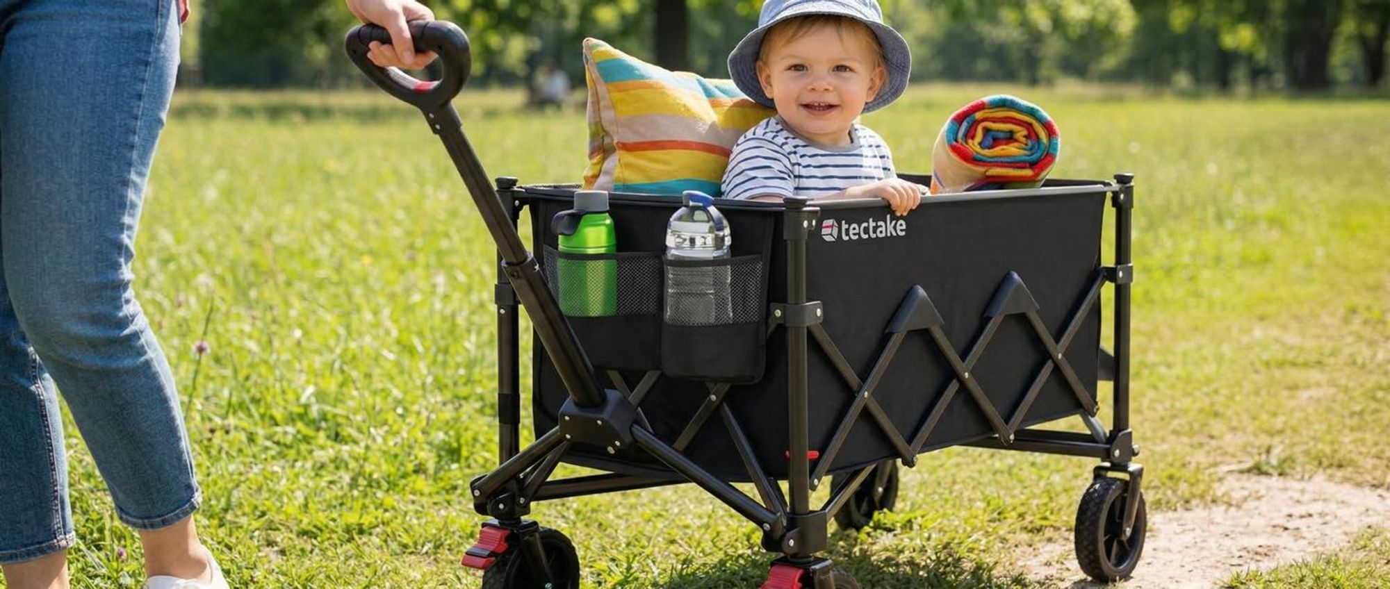 tectake® Bollerwagen RollRider inklusive Einlegeboden, Belastbarkeit 100 kg