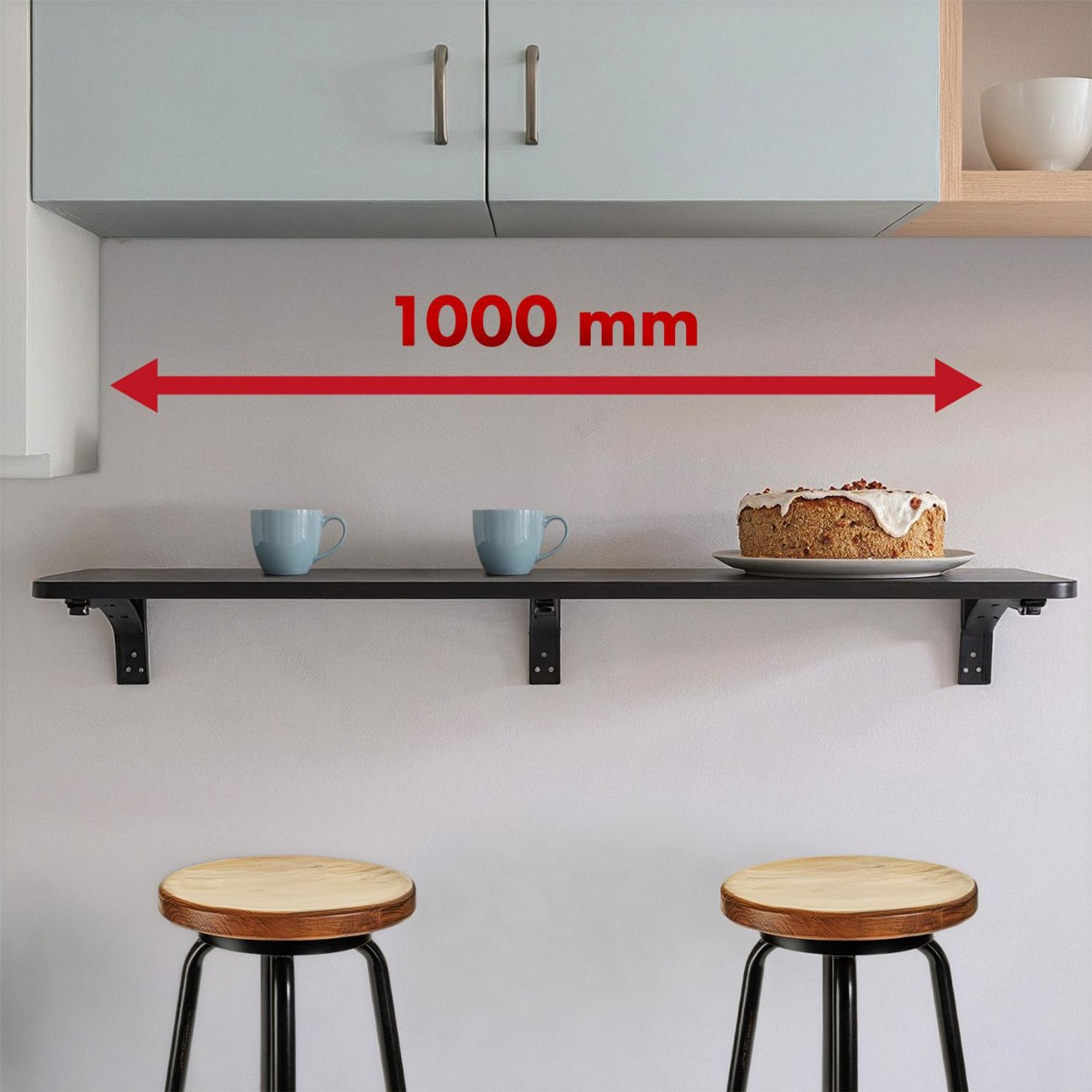 Maclean Klappbares Regal/Aufsatz schwarz 100x20 cm max. 50 kg MC-129 B