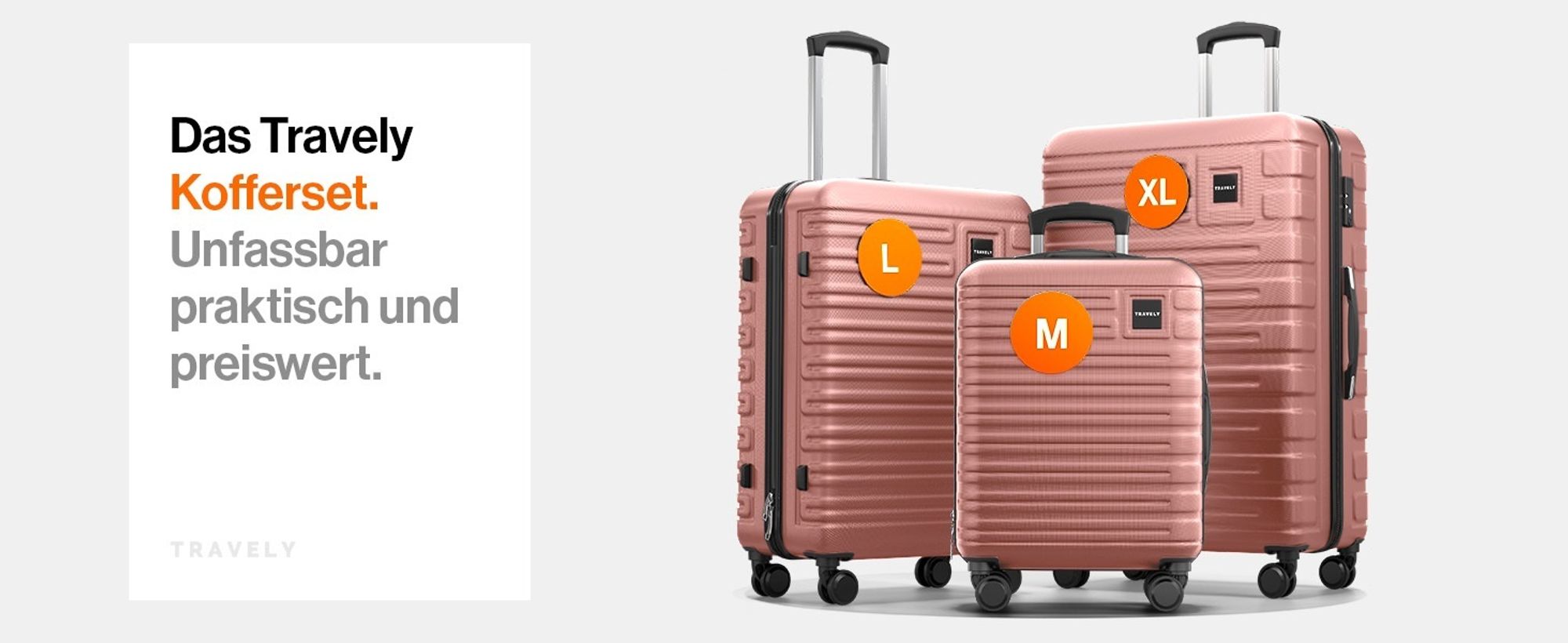 Travely Polycarbonat Koffer Groß 77cm XL - 100L Innenvolumen - 158cm Gurtmaß, sehr robuster Hartschalen Koffer mit sanften Rollen & TSA Schloss, Reisekoffer, Koffer & Trolleys, Reisekoffer mit Rollen