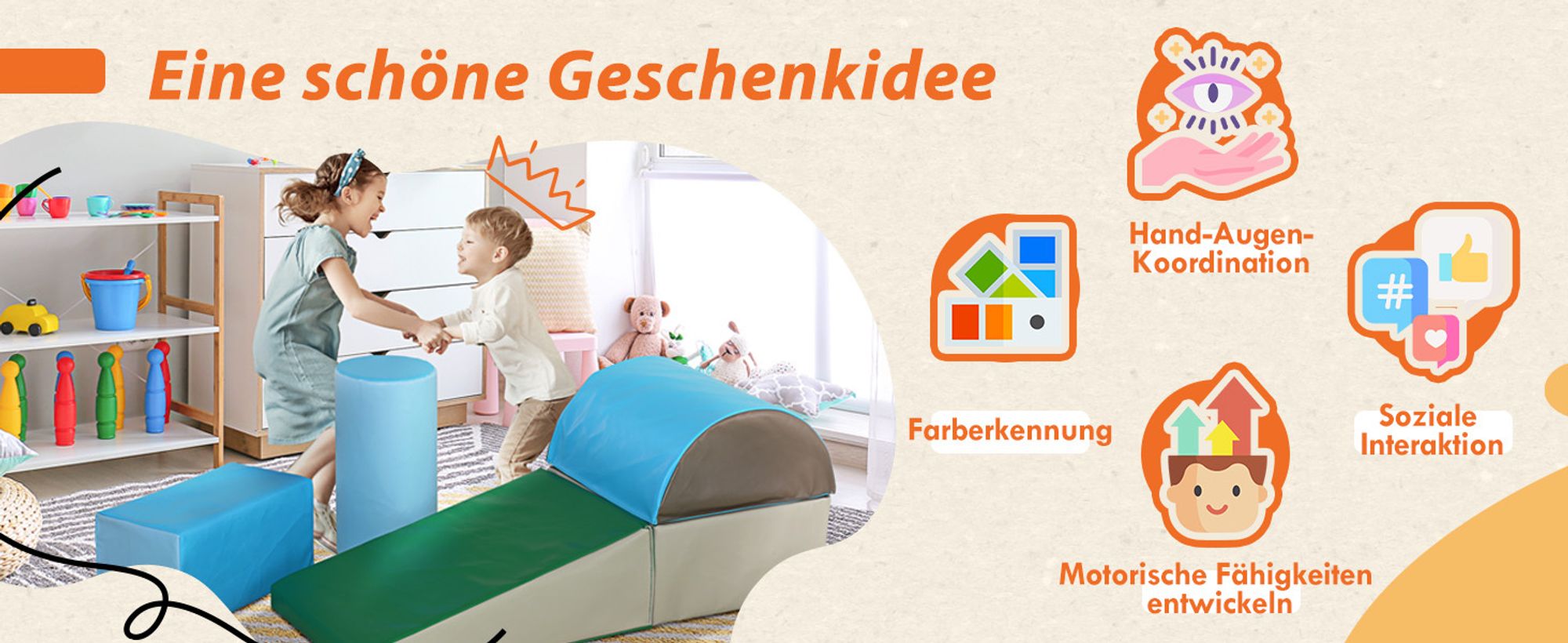 HOMCOM Bausteinset 5er-Set Schaumstoff Bausteine für 1-3 Jahre alt Kinder