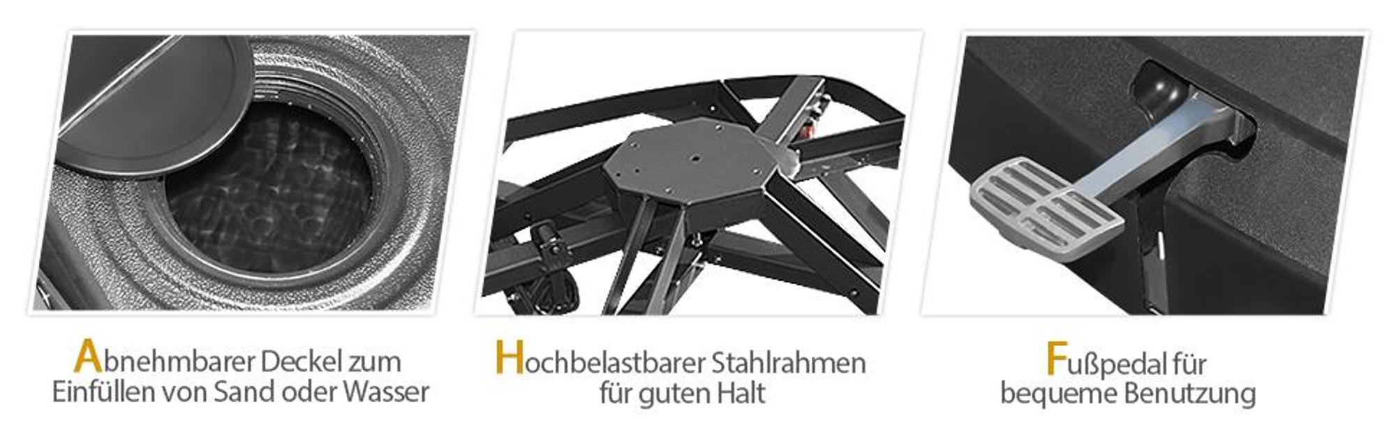 COSTWAY Sonnenschirmständer mit Rollen, 150kg, befüllbar, rollbar, Schirmständer für große Ampelschirme, Ampelschirmständer für Garten, Terrasse