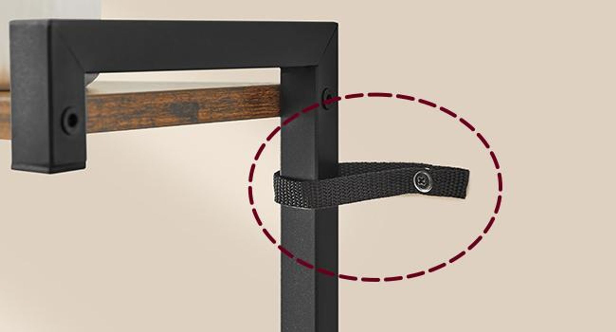 VASAGLE Standregal mit 4 Ebenen, Küchenregal mit Ladestation, 8 Haken, 40 x 80 x 140 cm, braun-schwarz