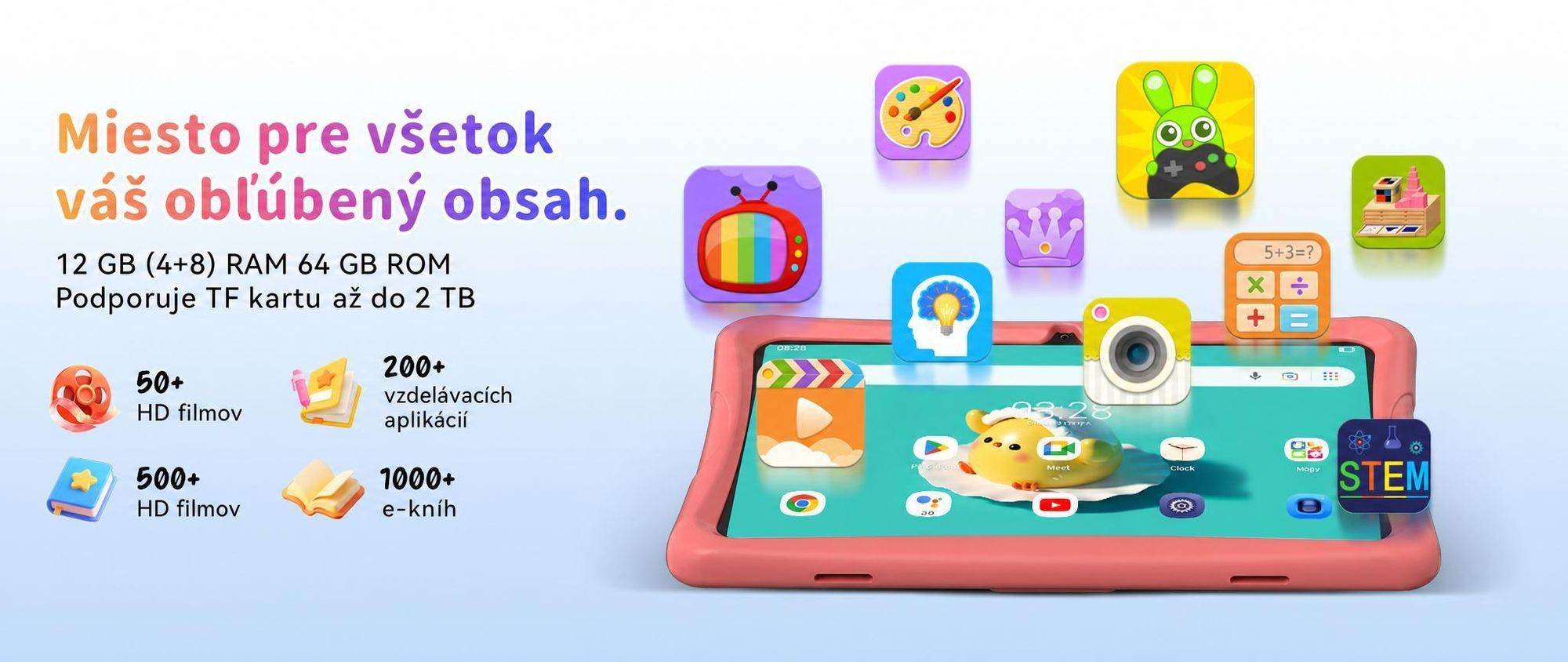 Tabwee K10 Kids 10.1" Rosa Tablet, Google Kids Space, 4GB RAM+64GB ROM, Android 15 WiFi Tablet für Kind mit Kindgerechte Hülle und Stift, 5000mAh