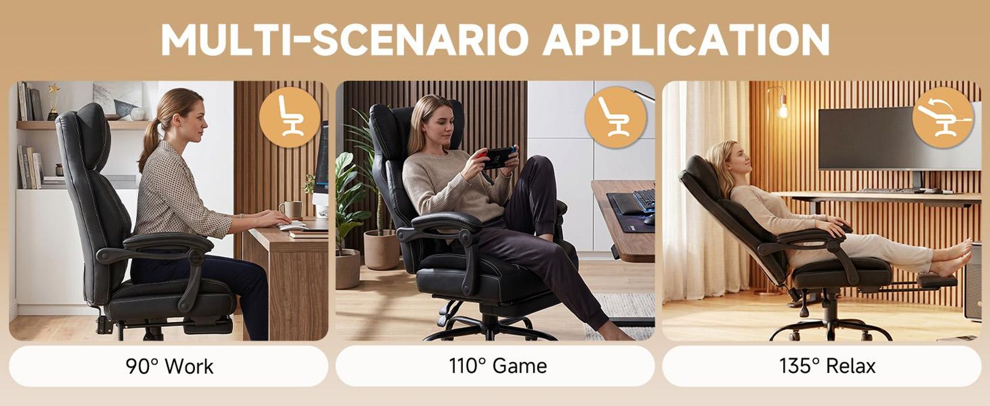GTPLAYER Gaming stoel, ergonomische bureaustoel met voetsteun en lendensteun, hoge rugleuning, comfortabele stoel voor grotere mensen, brede computerstoel, in hoogte verstelbaar