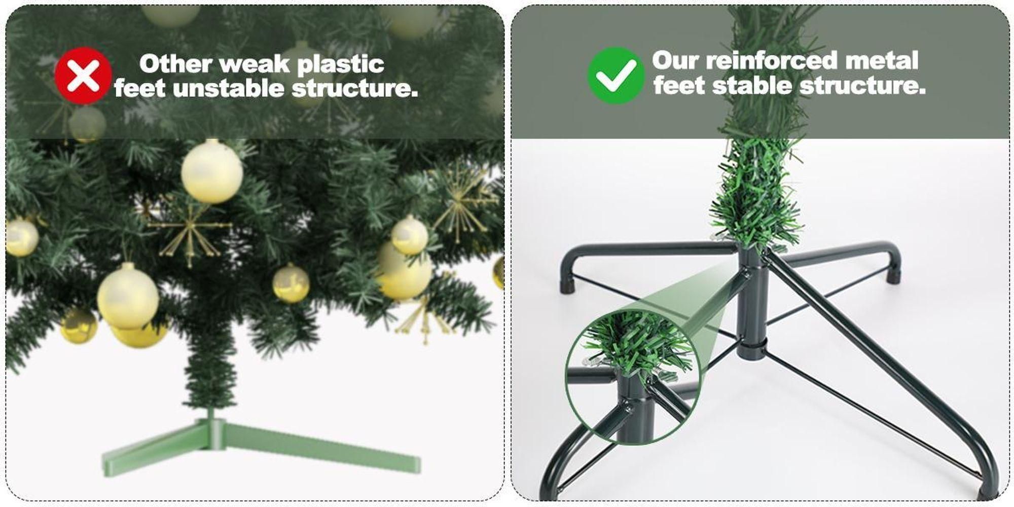 ZMH Albero di Natale artificiale 210 cm con 3 set di regali confezione regalo si accende LED 8 modalità di luce albero di Natale aghi in PVC per la decorazione natalizia interna