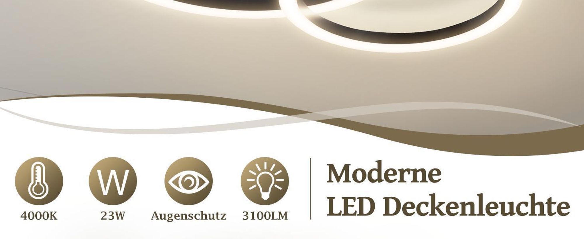 ZMH LED – lampa sufitowa 40 cm, 23 W, do kuchni, 4000 K, do salonu, z 2 pierścieniami, oświetlenie sufitowe do kuchni, sypialni i biura, czarna