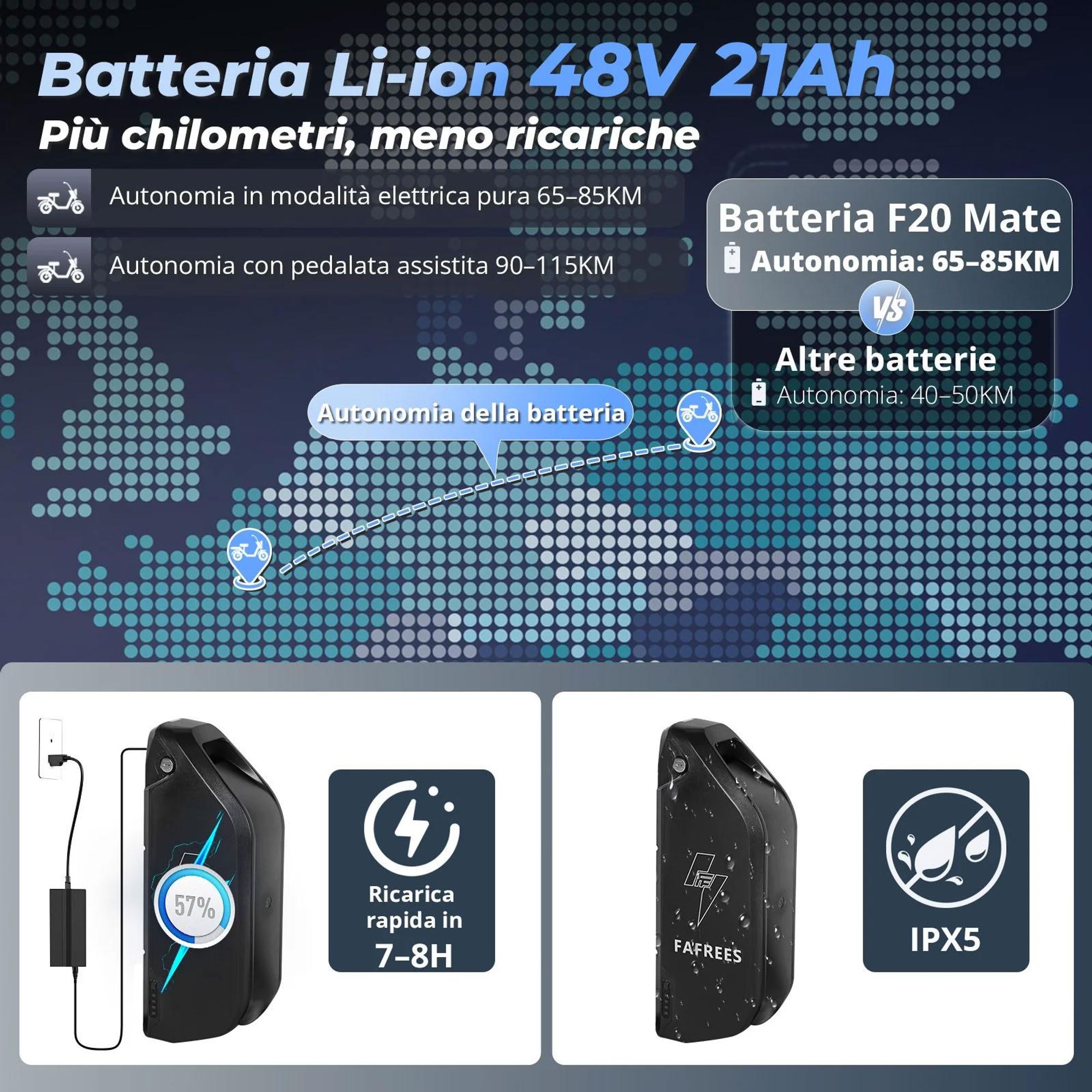 FAFREES F20 Mate Triciclo Elettrico - Batteria 48V21AH Freni a Disco Idraulici 20 Pollici Pneumatici - Grigio blu