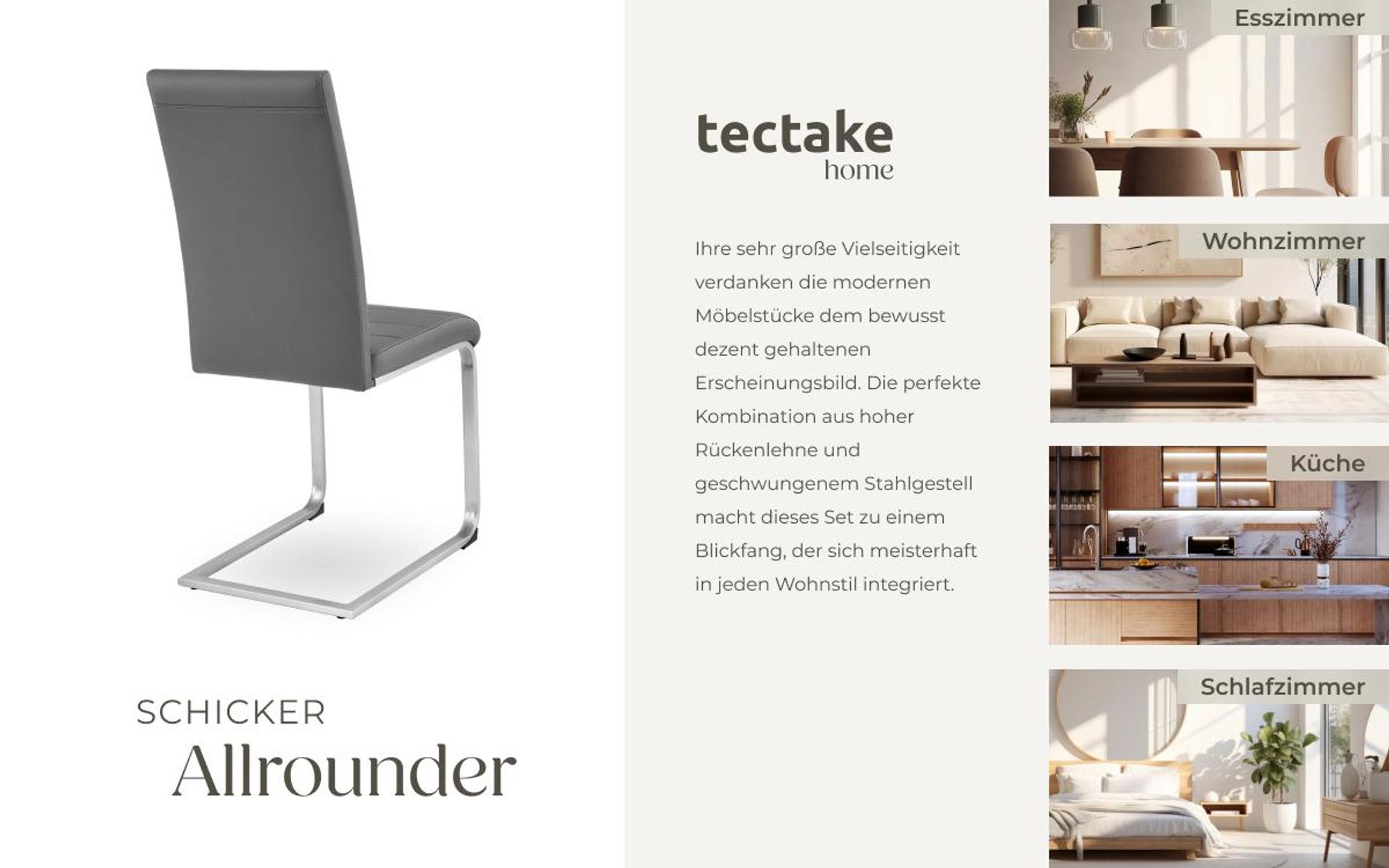tectake® Set Schwingstuhl Bettina gepolstert mit Kunstlederbezug 41 x 52 x 99 cm