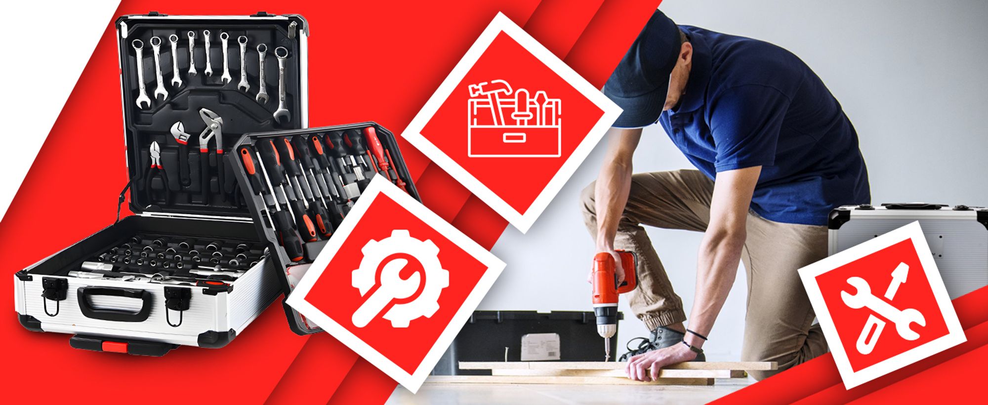 Werkzeugkoffer Rollkoffer Tragekoffer Koffer mit Rollen Werkzeug-Set 187-tlg für Haushalt Garage & Werkstatt Silber Retoo