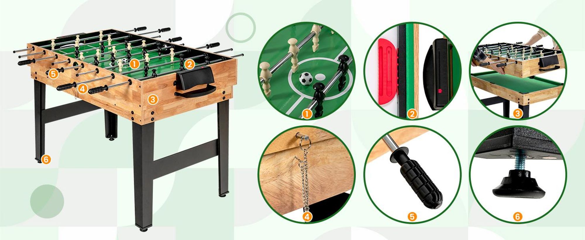 COSTWAY 10 in 1 Muli Spieltisch, Tischkicker, Multifunktionstisch mit Tischfußball, Hockey, Billard, Shuffleboard, Bowling&4 Brettspiele, Kombi-Tisch