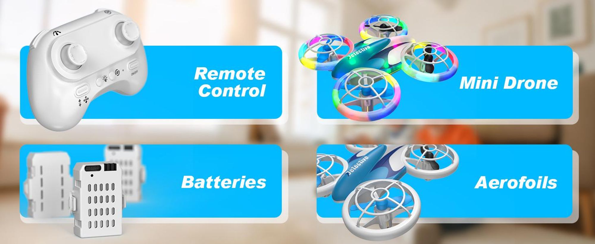 Drohne für Kinder, RC Drohne, Quadrocopter, 360°Flips, LED Lichter für Indoor Outdoor, mit 3 Akkus, 30 Min Flugzeit, Geschenk für Kinder Anfänger
