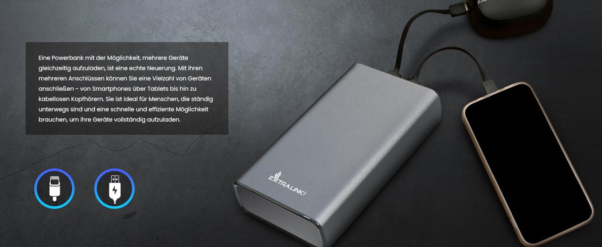 Extralink Powerbank 20000mAh 45W PD Schnellladung