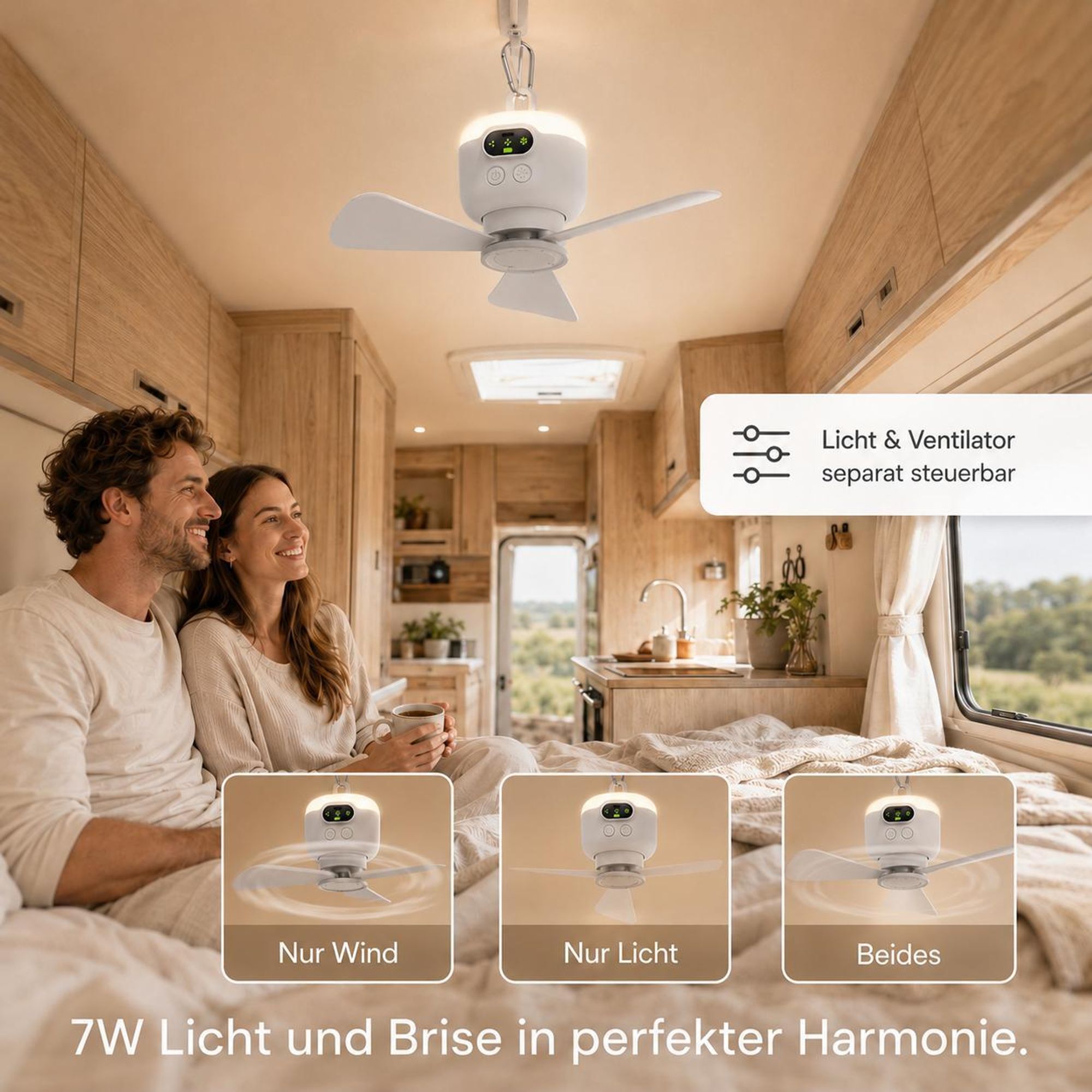 USB Ventilator mit Licht 8000mAh Akku Ventilator Hängender Fernbedienung Timer 4 Stufen Tragbare Camping Ventilator für Pavillon Wohnmobil Garten Zelt