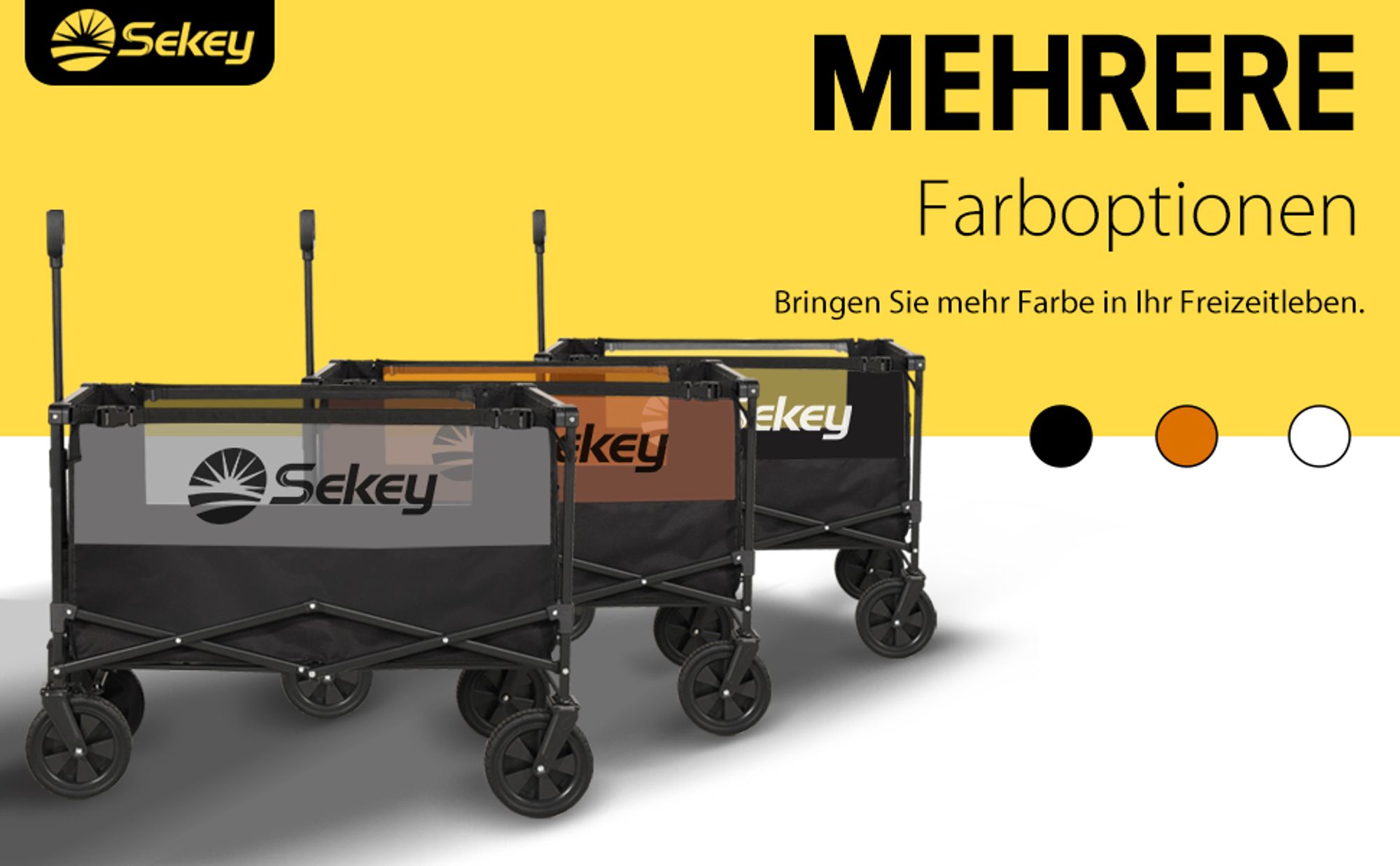 Sekey Bollerwagen Faltbar Offroad, 160L Handwagen belastbar bis 150 kg, Schwarz und Grau