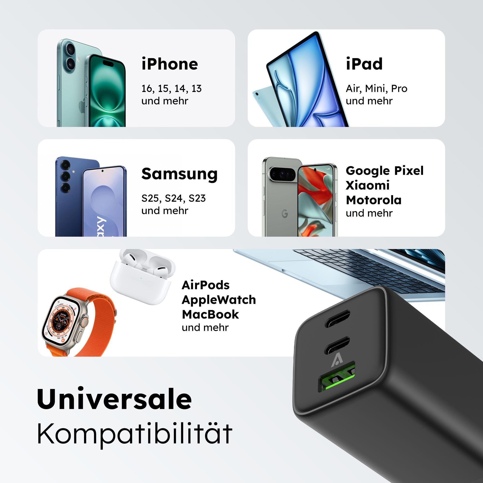 alkaya NEXUS-Laderät mit GaN-Technologie schwarz