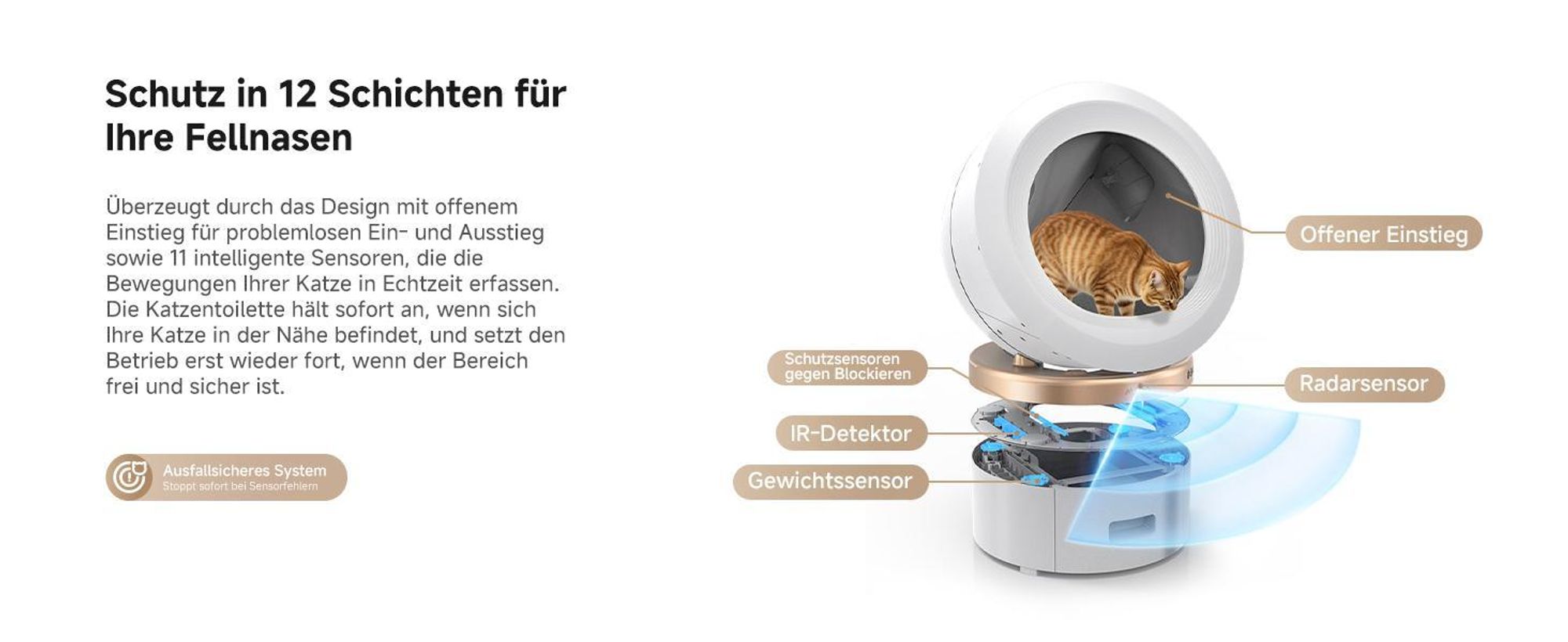 MOVA LR10 Prime Katzenklo Weiß – 110L, 15 Tage Selbstreinigung, Doppel-Geruchssystem, 12 Sicherheitsfunktionen – inkl. GRATIS Tierhaarbürste