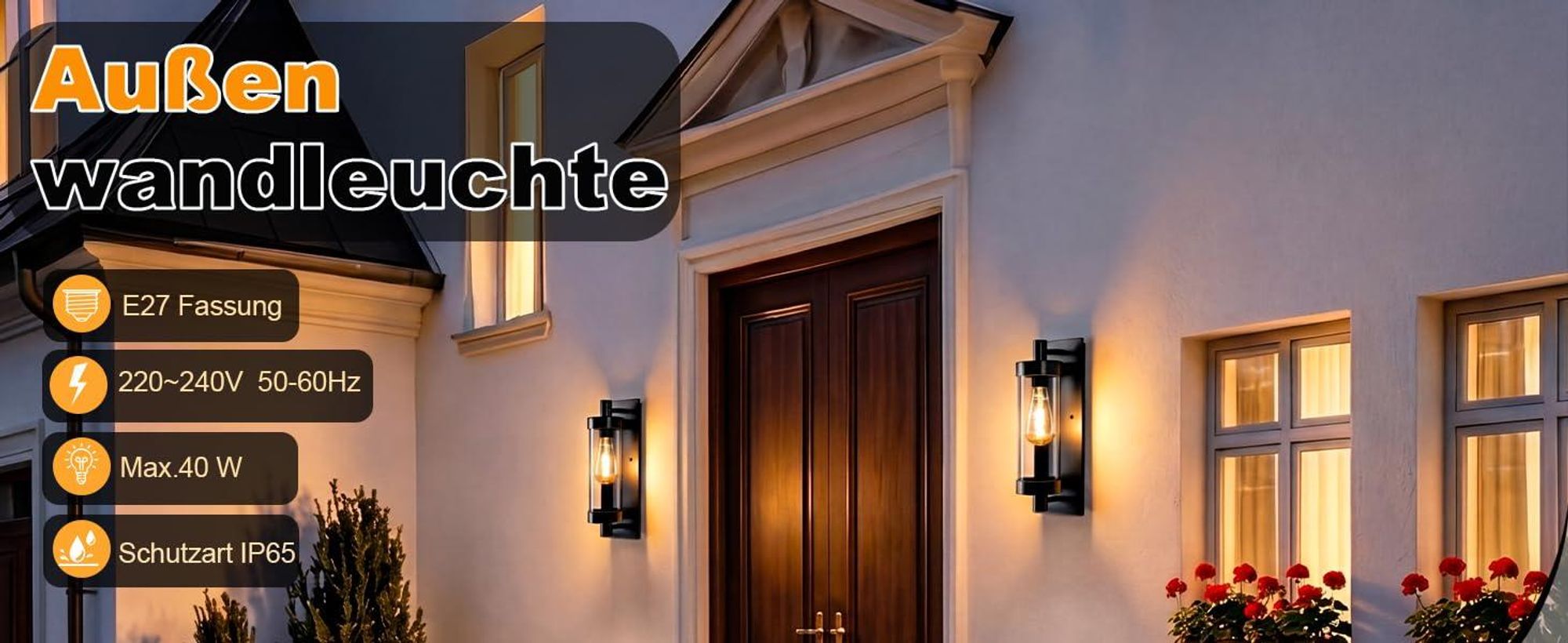 ZMH LED vintage buitenwandlamp, E27, zwart, IP65, weerbestendig. Geschikt voor gevels, terrassen, balkons, tuinen en gangen