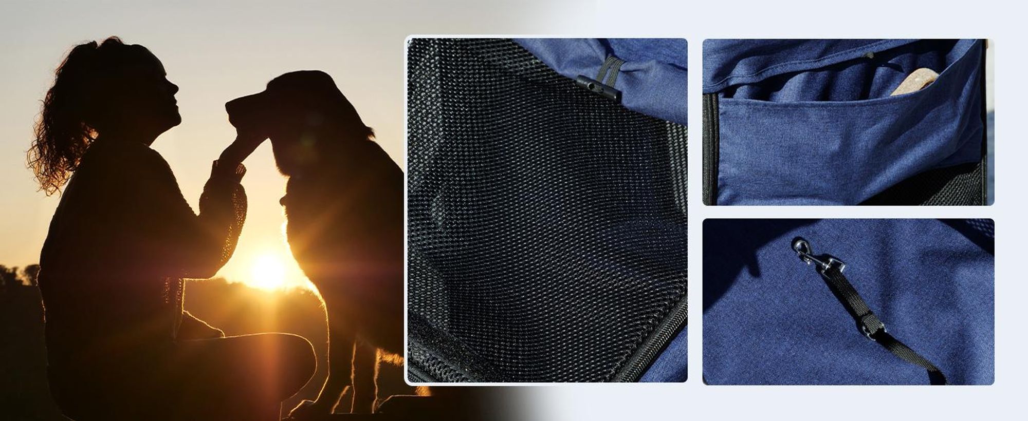 Wózek dziecięcy PawHut, lekki, składany aluminiowy wózek dla psów i kotów, wózek dla kota z poduszką, okna z siatki, drzwiczki, kosz do przechowywania, wózek dla kota dla małych psów, ciemnoniebieski