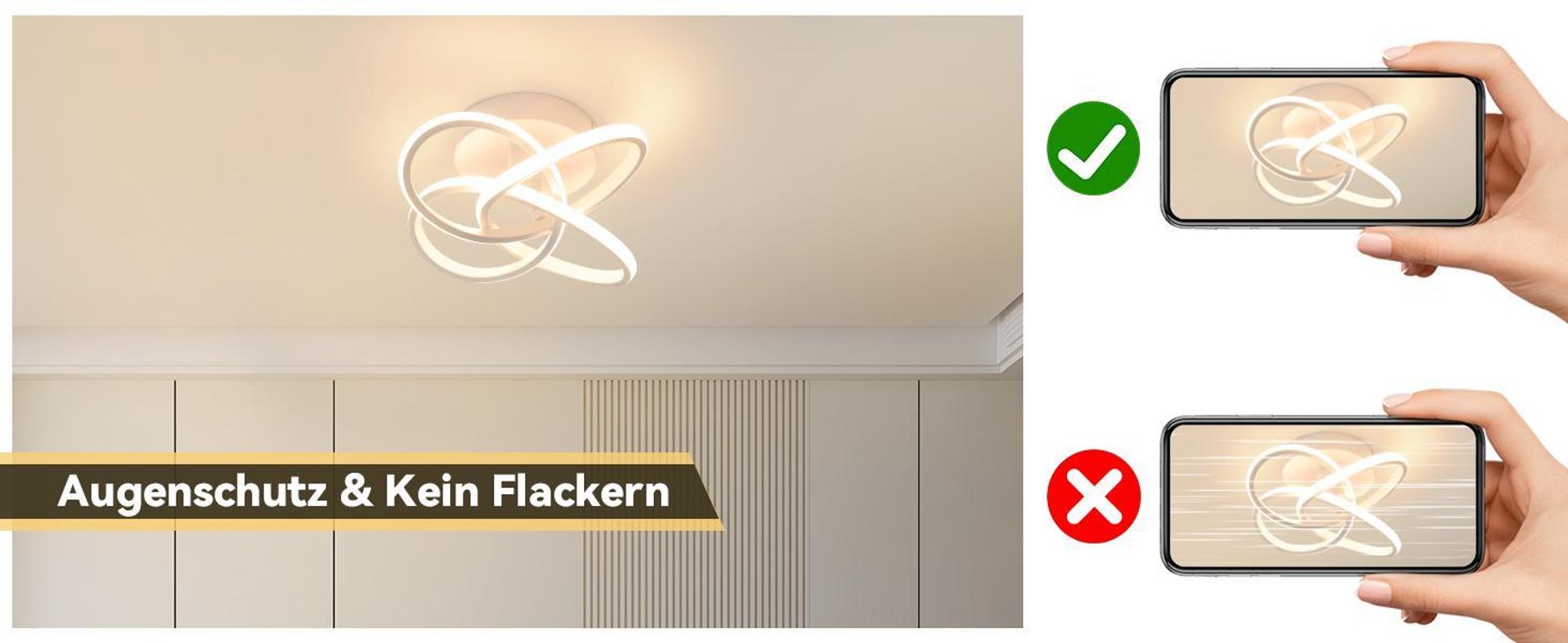 ZMH Deckenleuchte LED Flurlampe 28W 3000K Warmweiß Modern Schlafzimmer Deckenlampe Wohnzimmer Vierblättrige Blume Deckenleuchten Weiß Küchenlampe