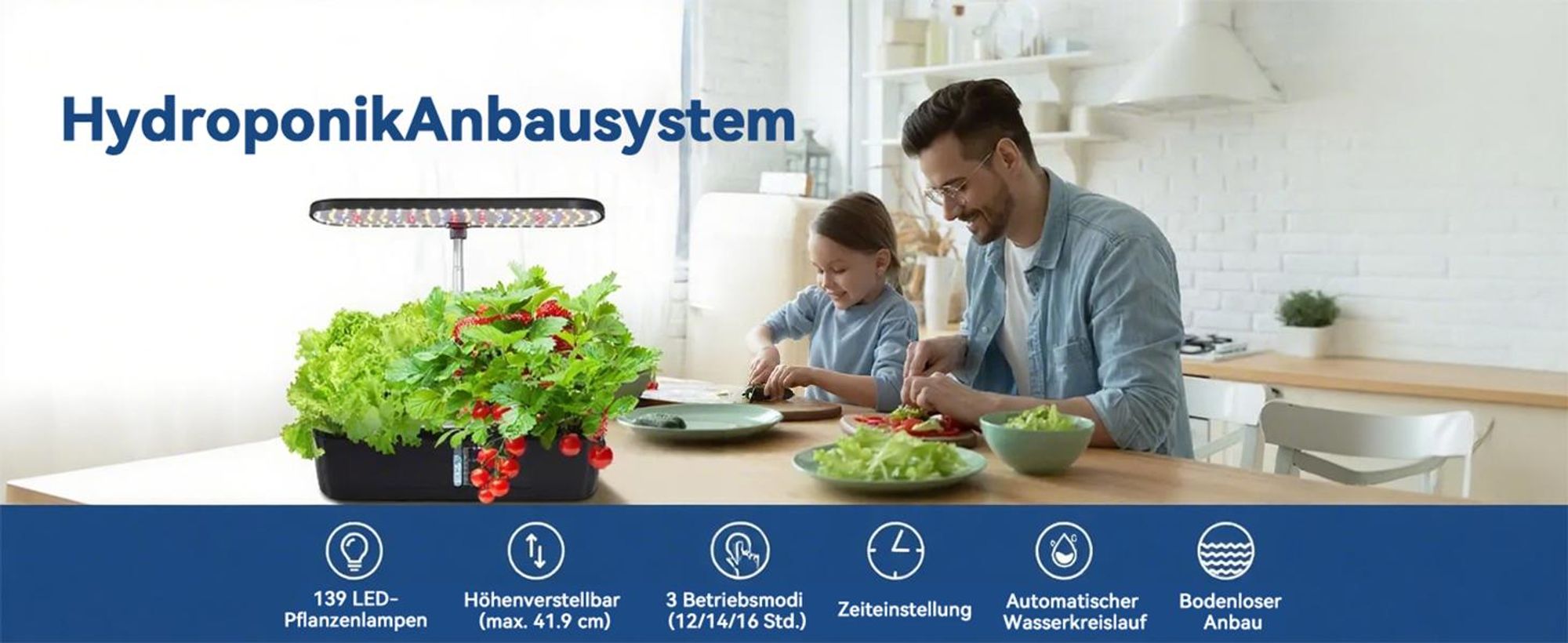 Puluomis Hydroponics Growing System,12 Pods Kräutergarten-Set Indoor mit LED Grow Licht Gartensystem, Automatic Timer, Höhenverstellbar, 4L Wassertank