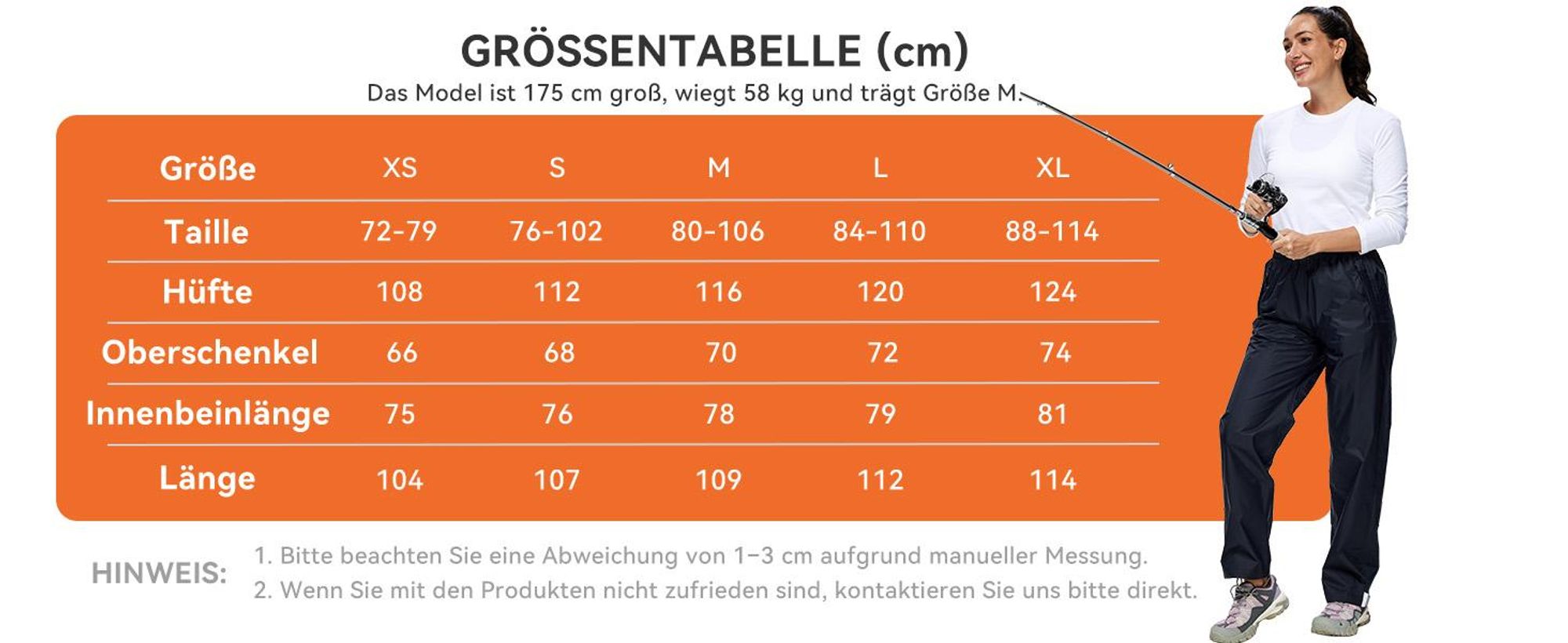 BUBW Damen Regenhose wasserdicht winddicht atmungsaktiv Outdoor-Hose mit Reflexstreifen Leicht faltbar für Wandern Radfahren Angeln Verstellbare Beine