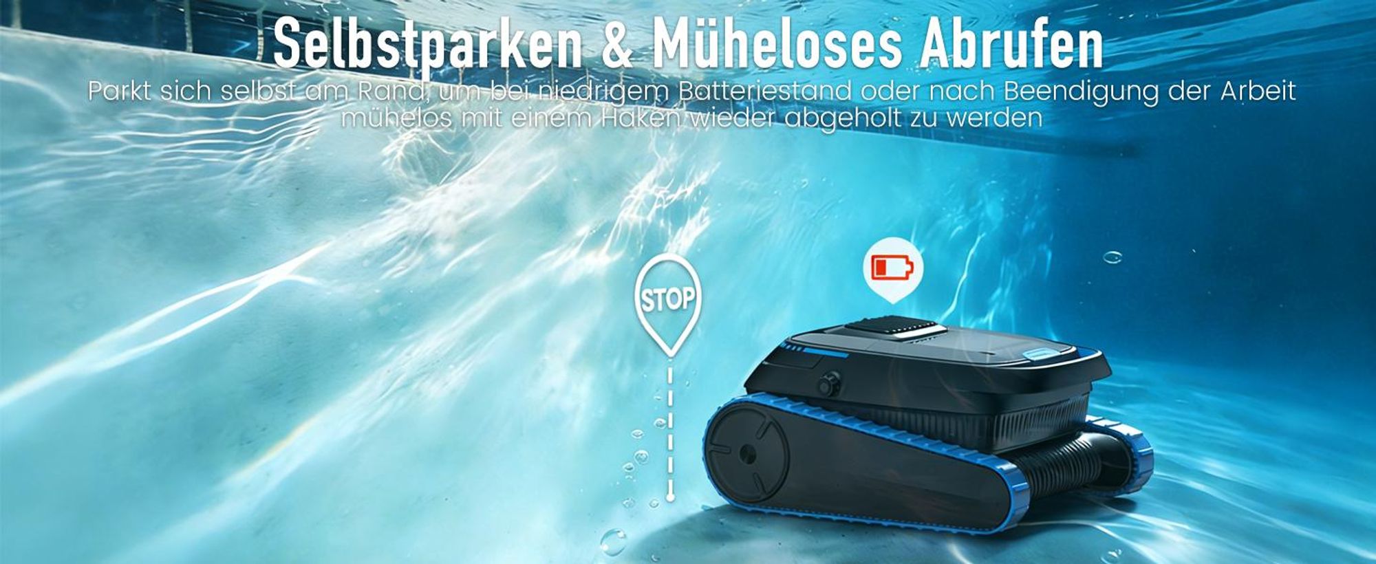 AIRROBO CP40 Poolroboter Boden und Wand mit APP, 120 Min Akkulaufzeit, 170m² Reinigungsfläche, Intelligente Navigation, Selbsteinparkfunktion