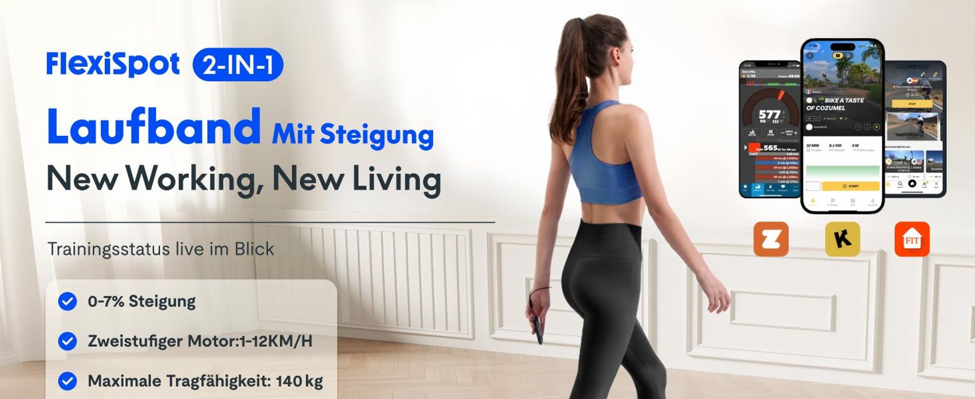 FLEXISPOT Laufband, 3 in 1 Walking Pad, 1-12 km/h, bis 140 KG, mit APP-Funktion, LED-Display, Fernbedienung, Schmiermitteln für Zuhause & Büro Schwarz