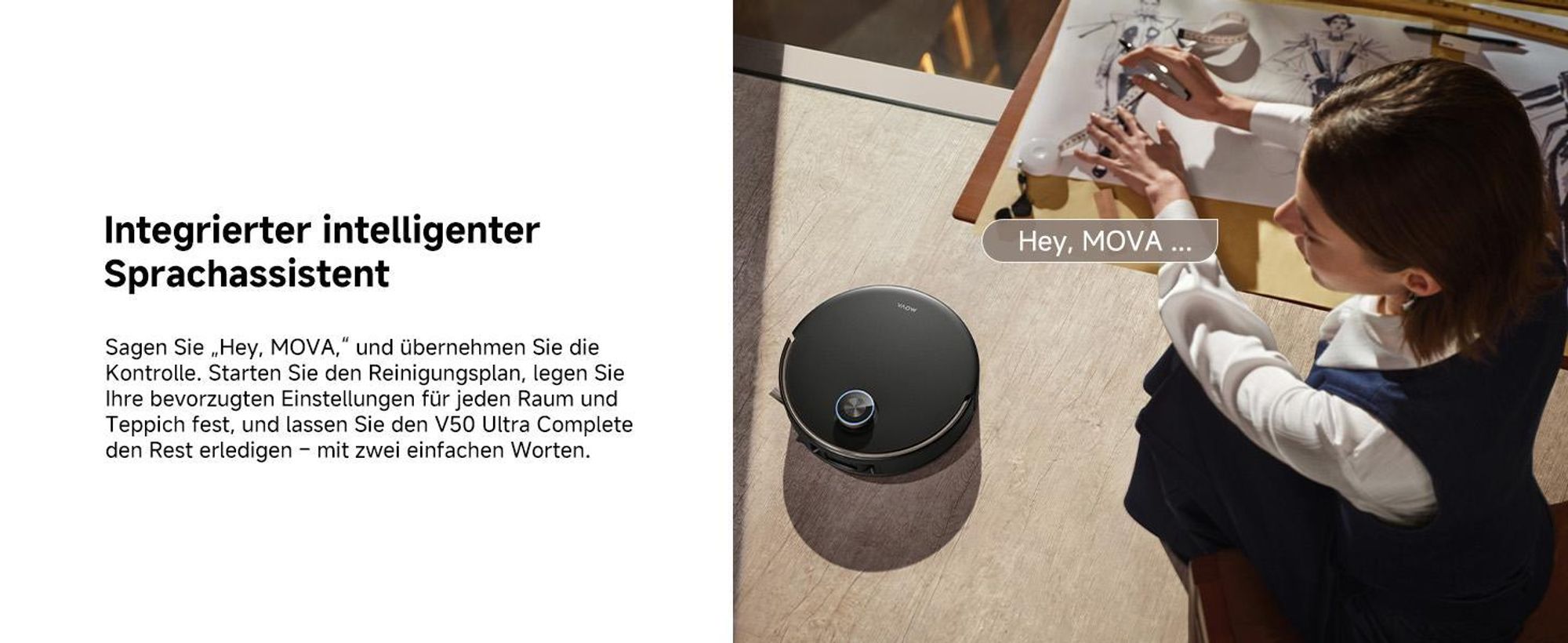 MOVA V50 Ultra Saug- & Wischroboter mit 24.000 Pa, Auto-Entleerung, Warmwasser-DuoSolution, FlexiRise-Navigation, Schwarz