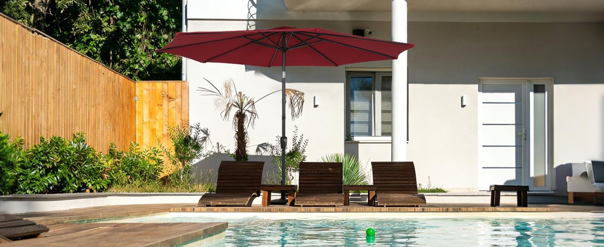 Puluomis Sonnenschirm Balkonschirm Strandschirm Marktschirm Ø290cm Neigbar Gartenschirm Terrassenschirm Sonnenschutz Rot