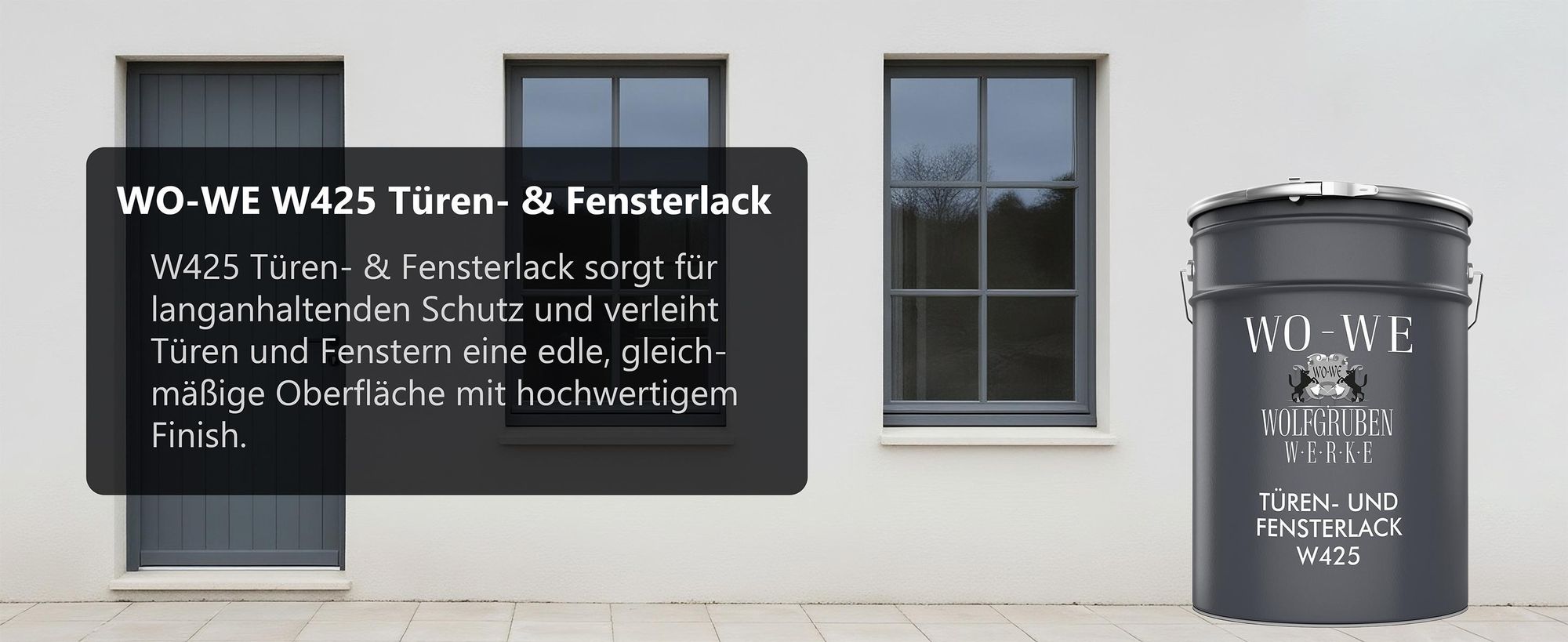 Türen und Fensterlack 3in1 Türenlack Klarlack Holzfenster Farbe W425 Weiß - 5L