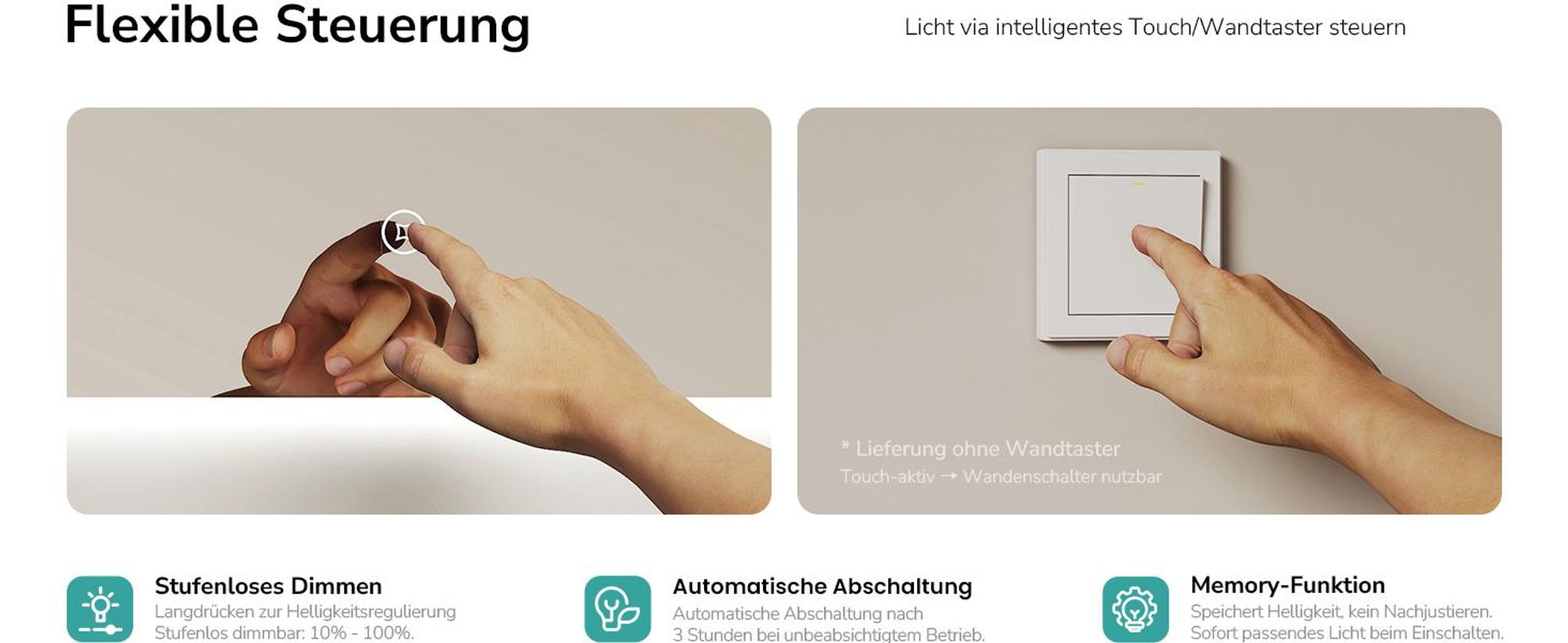 EMKE Badspiegel LED Badezimmerspiegel Wandspiegel mit Beleuchtung 100x60cm 3 Lichtfarbe Dimmbar Lichtspiegel Touchschalter Speicherfunktion Schminkspiegel