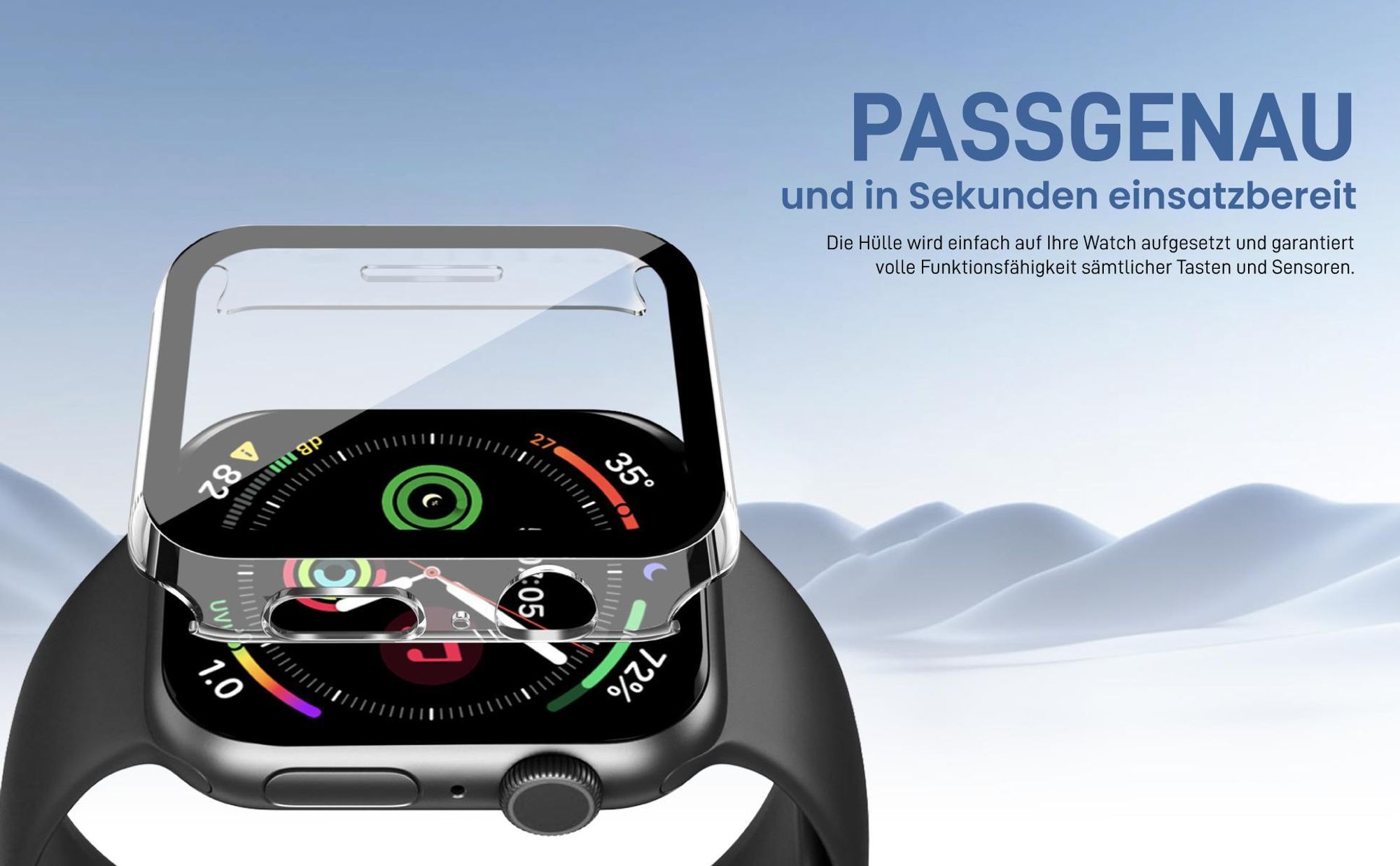 Graue Smartwatch Hülle für Apple Watch Series 7 / 8 / 9 45 mm Gehäuse- und Displayschutz