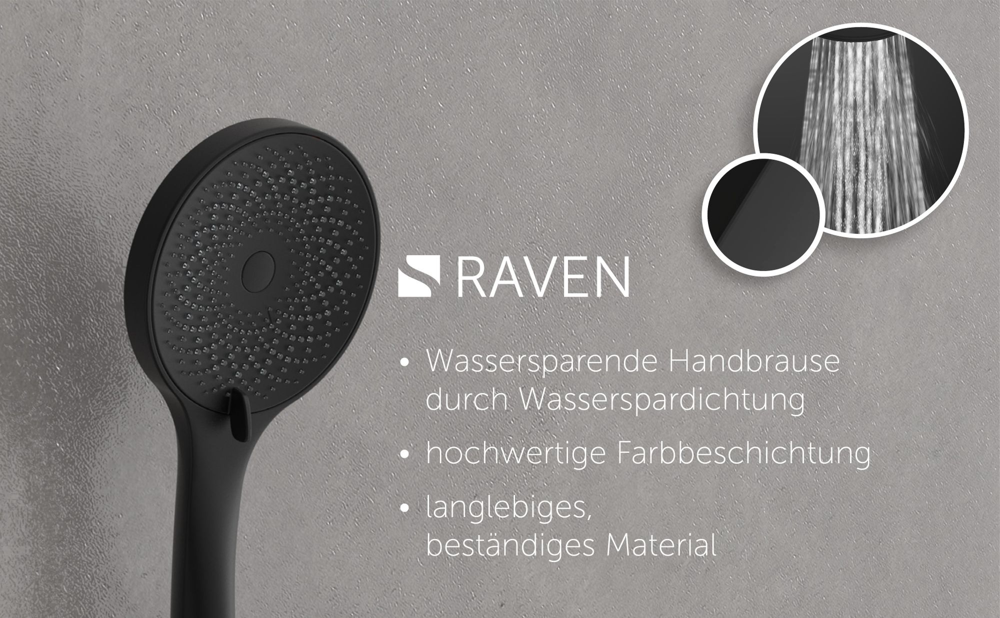 RAVEN Handbrause-Set, Schwarz matt