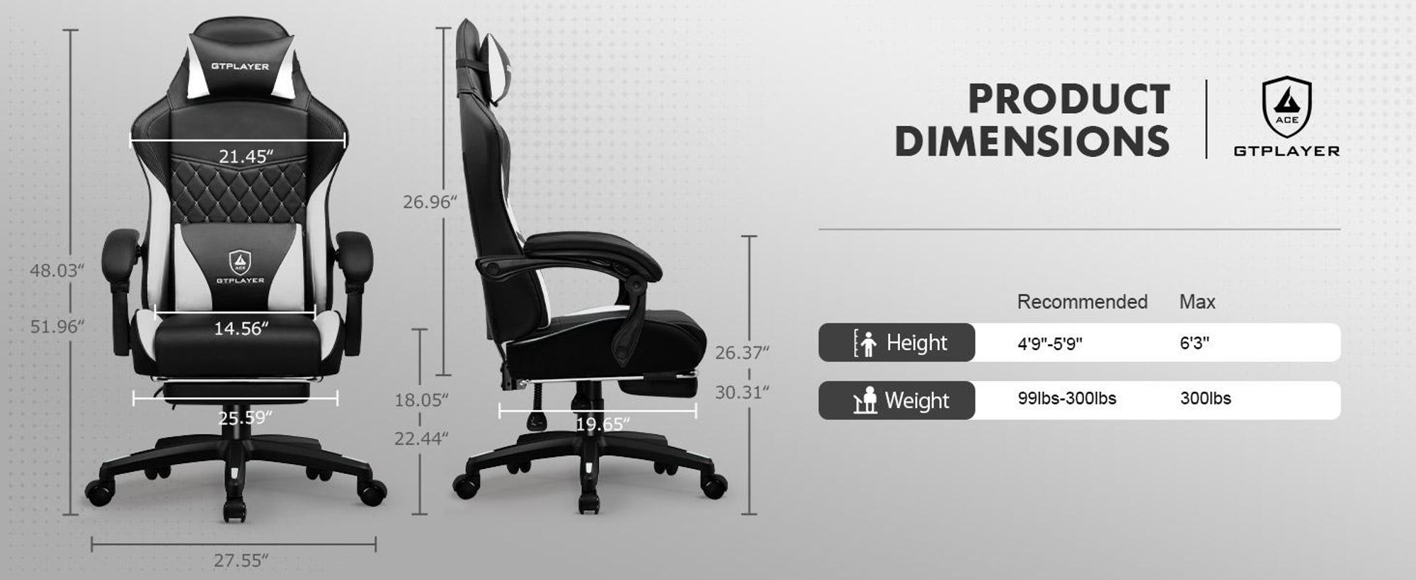 GTPLAYER Herná stolička, herná stolička, ergonomická výškovo nastaviteľná kancelárska stolička, praktická na zimu aj na leto, s dvojitým operadlom s opierkou na nohy