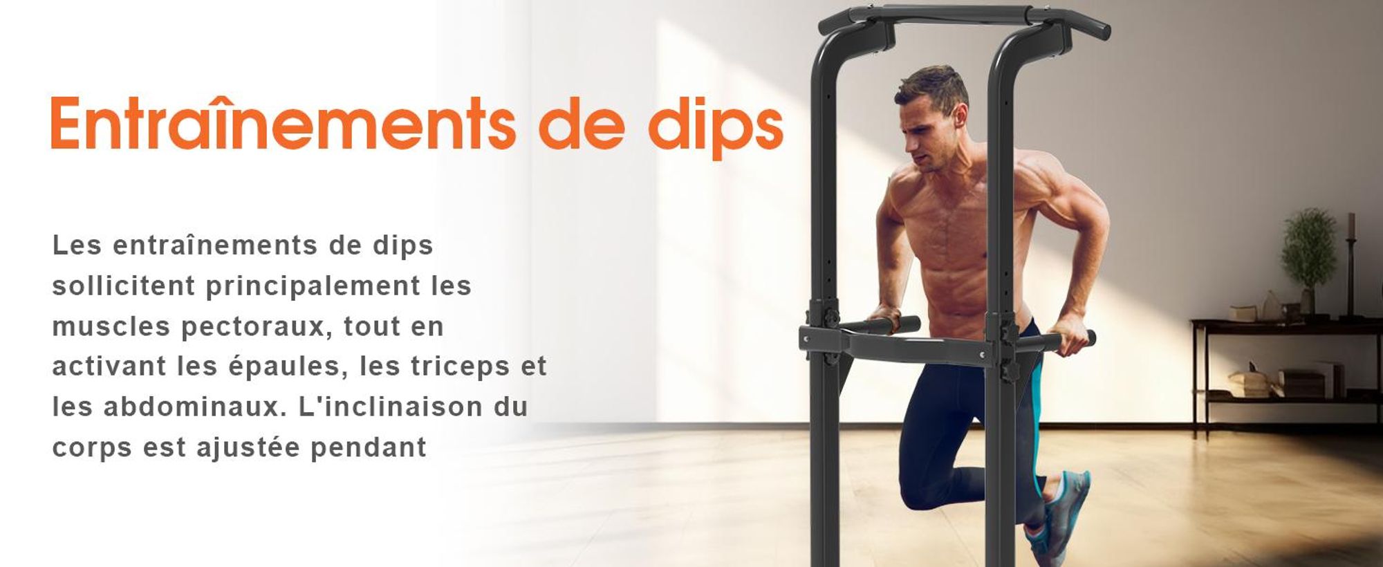DH FitLife Power Tower Dip Station – Barre de Traction et Dips Réglable, Station de Musculation Complète pour Salle de Sport à Domicile