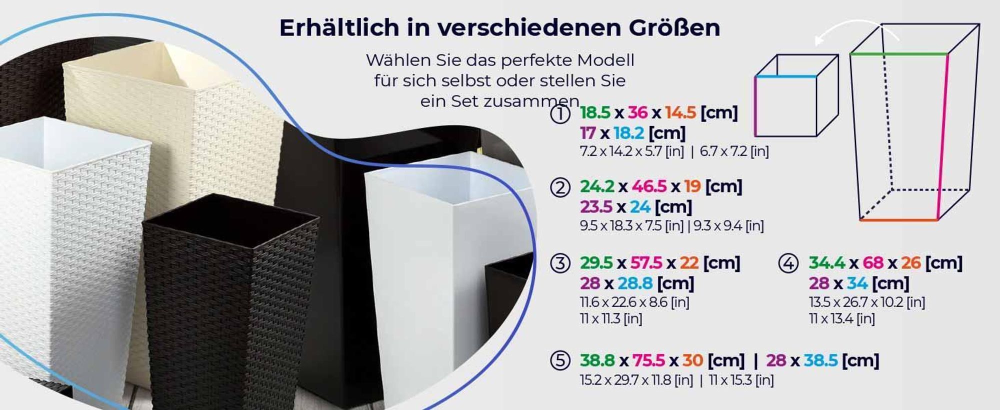 KADAX Blumentopf Set, Blumenkübel aus Kunststoff "Tuluza", Innen- und Außenbereich, Creme, 3er Set