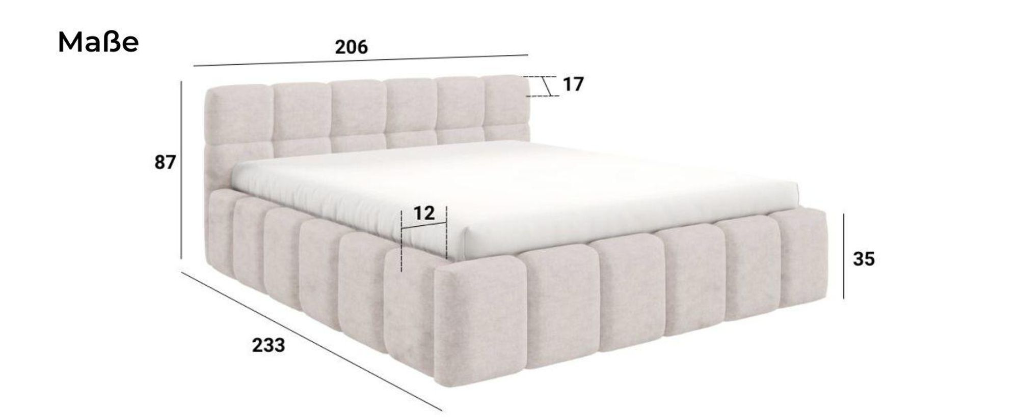 Polsterbett NUBO Medium 180x200 cm mit bettkasten - QUELLE 02