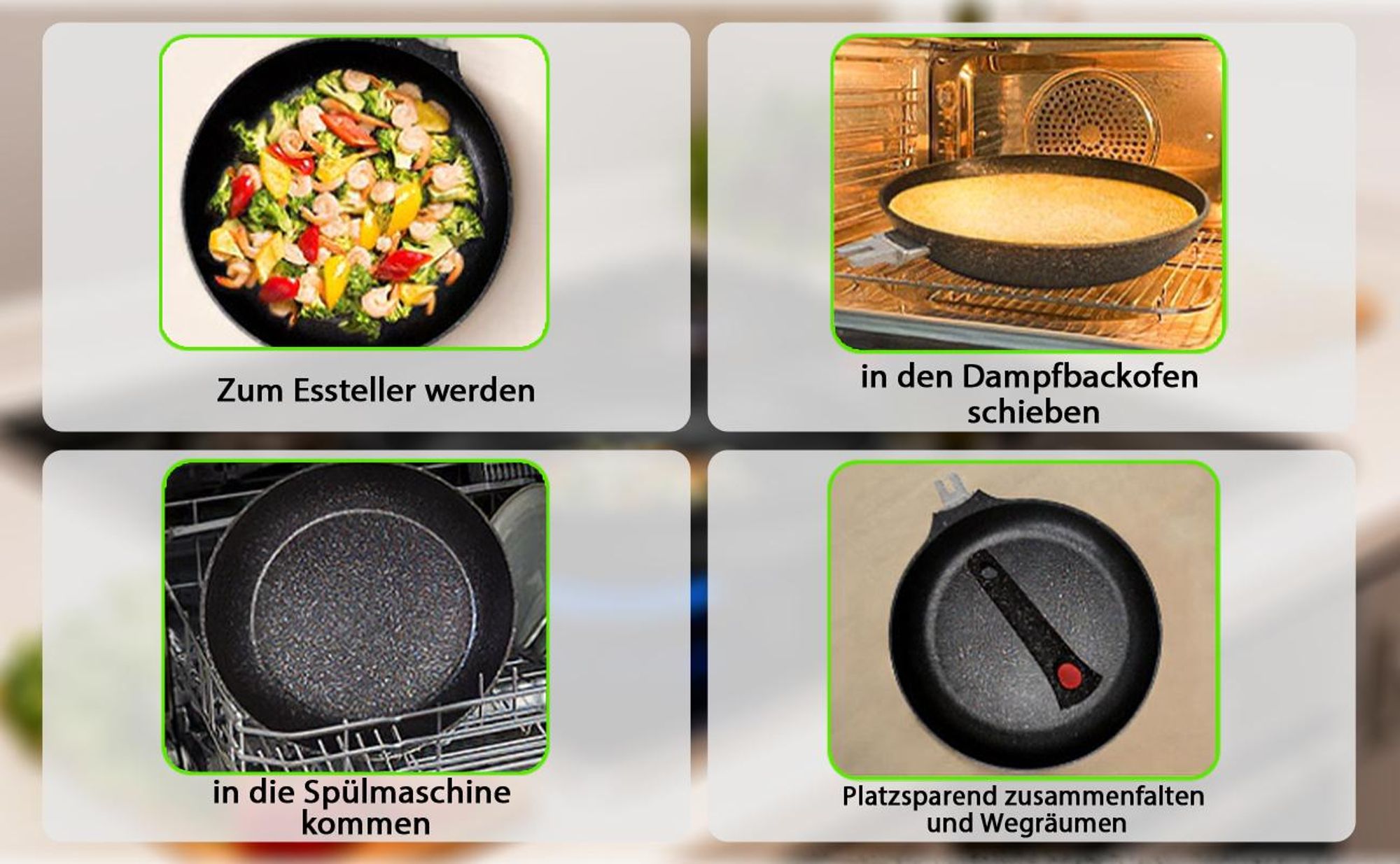 Antihaft Pfanne Bratpfanne, abnehmbarer Stiel, Alle Herdarten inkl. Induktion, Ø 28 cm, 5 cm hoch