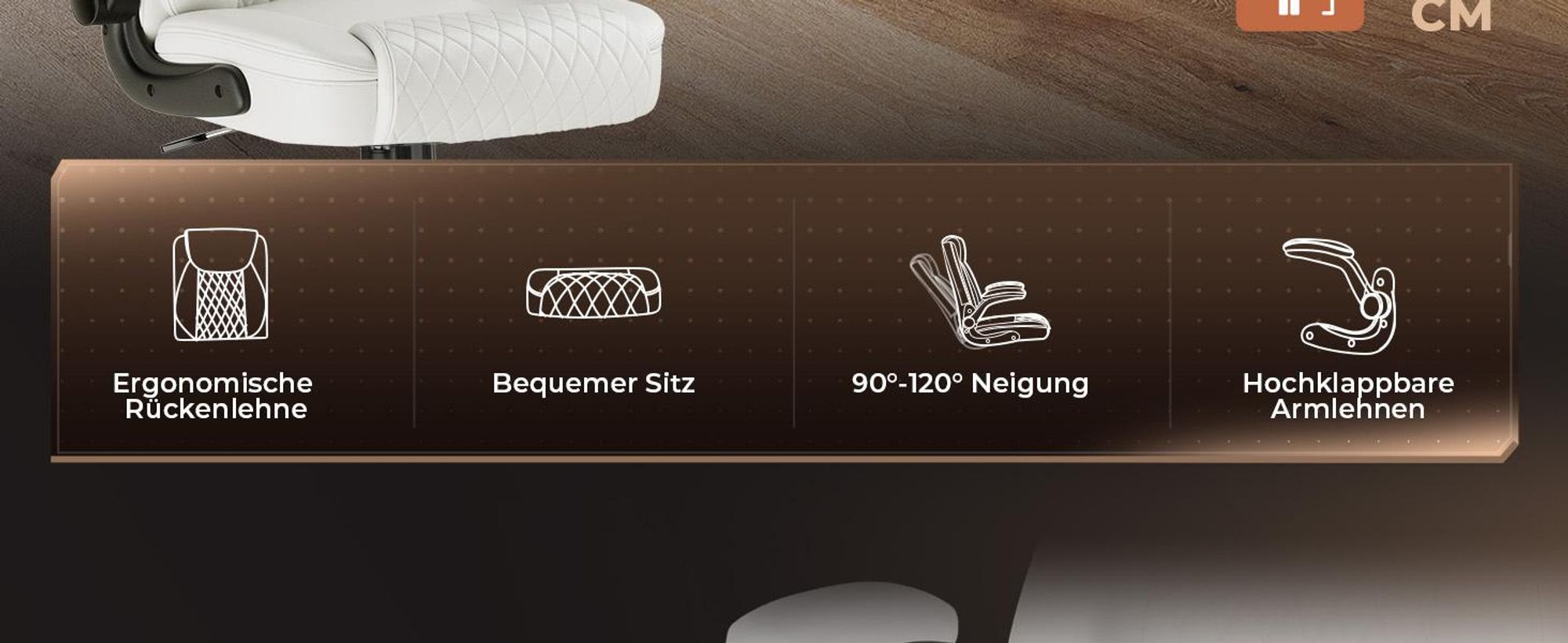 GTPLAYER Bürostuhl Ergonomisch, Schreibtischstuhl, Chefsessel mit Hoher Rückenlehne, Hochklappbaren Armlehnen, Höhenverstellbar, Extra Breit Sitz