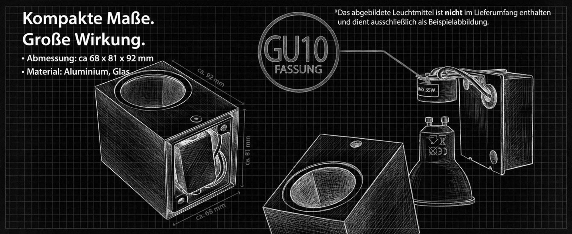 Maxkomfort Außenleuchte Wand 1268-SN1 1x GU10 IP44 Aluminium in Edelstahl Optik