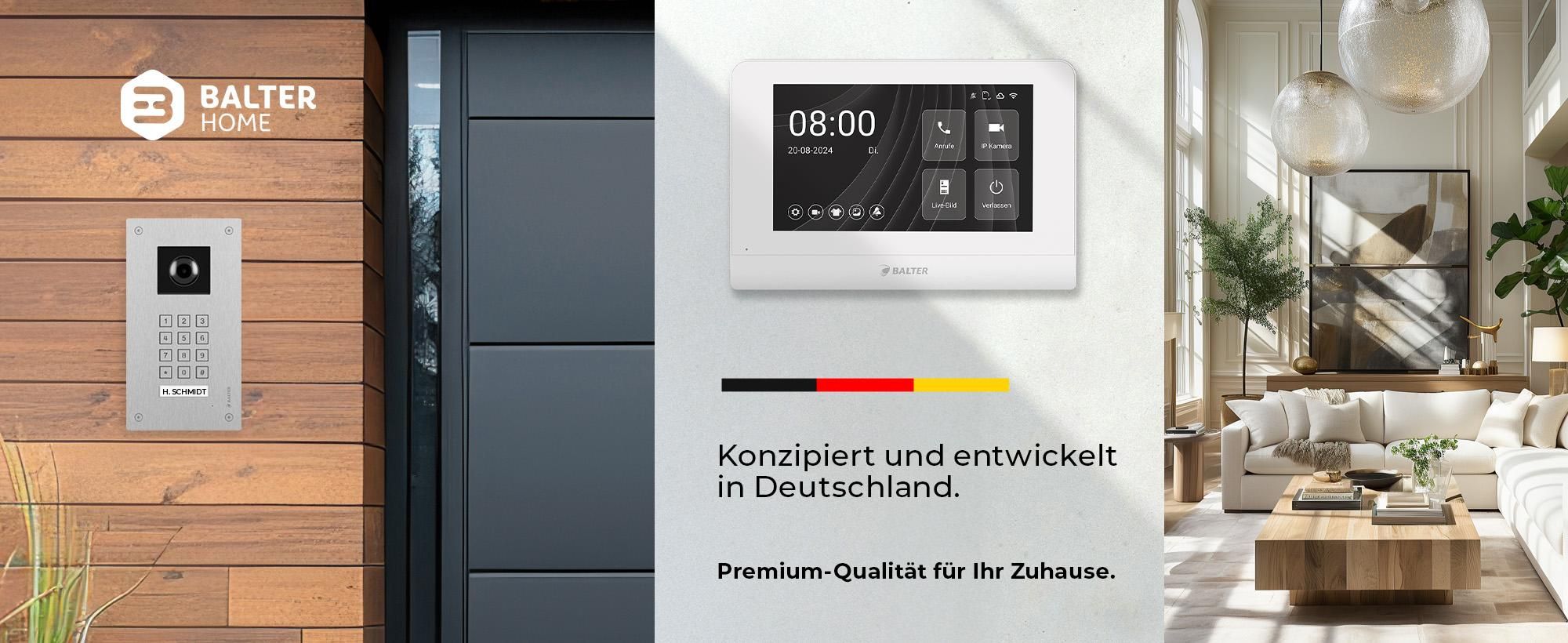 Balter ENTRI L Video Türsprechanlage, Video Türklingel, 1 Familienhaus mit 2x 7-Zoll HD Monitor, 2-Draht, Unterputz, App-Steuerung, Full HD Kamera