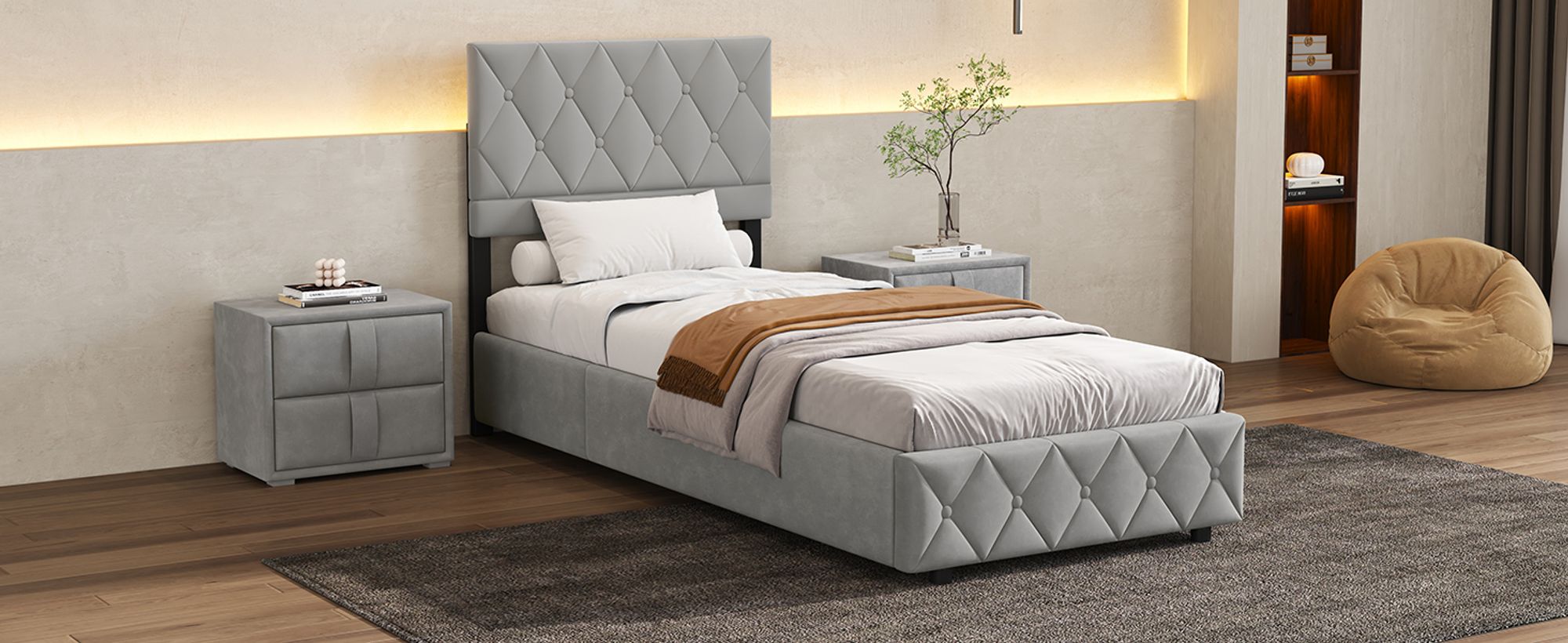 bett,Einzelbett,bett mit stauraum,led bett,bettgestell,polsterbett,polsterbett