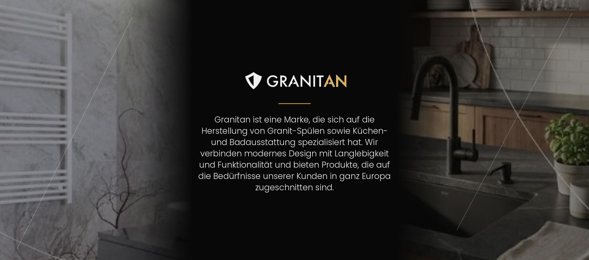 Granitan - Granitspüle - Spülbecken 44,5x41,5 cm - Küchenspüle Schwarz - mit Armatur und Siphon - TEOR