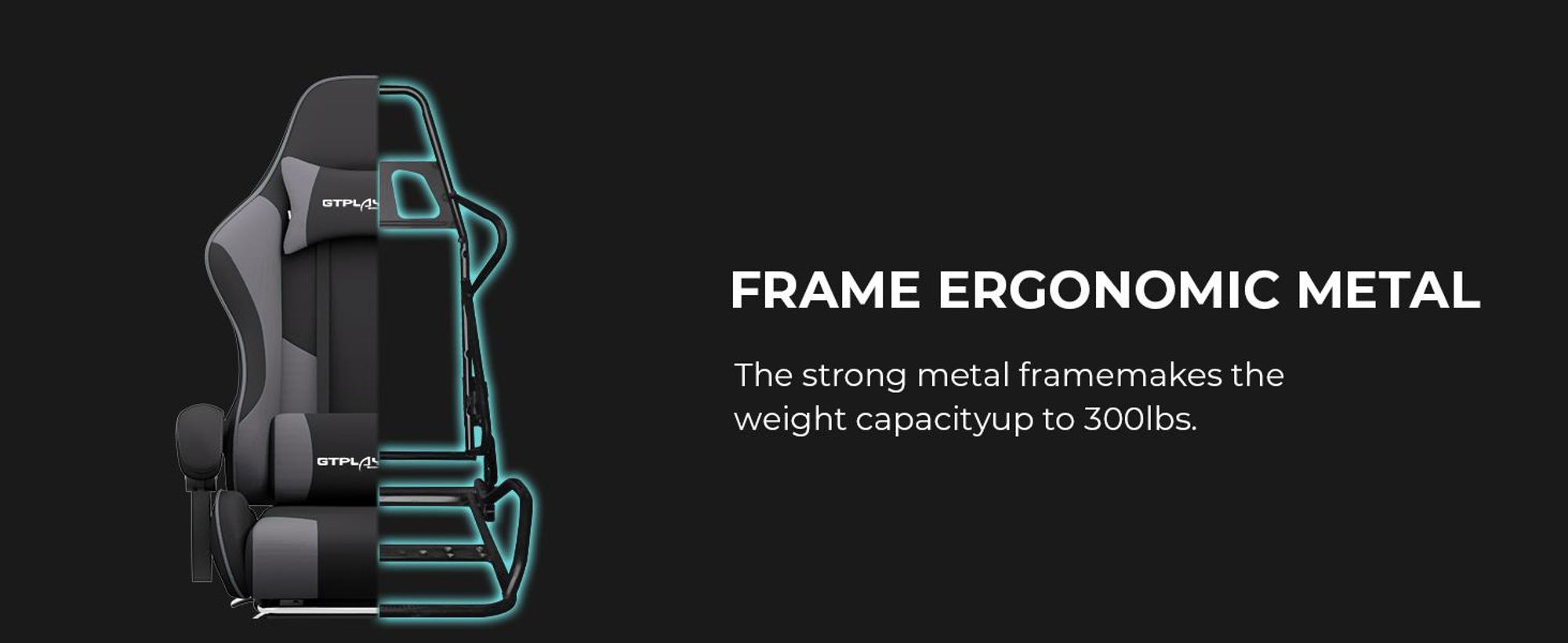 GTPLAYER Fotel biurowy Fotel do gier Fotel do gier z tkaniny Ergonomiczny fotel do gier z podnóżkiem, zagłówkiem i poduszką lędźwiową, wyściełany fote