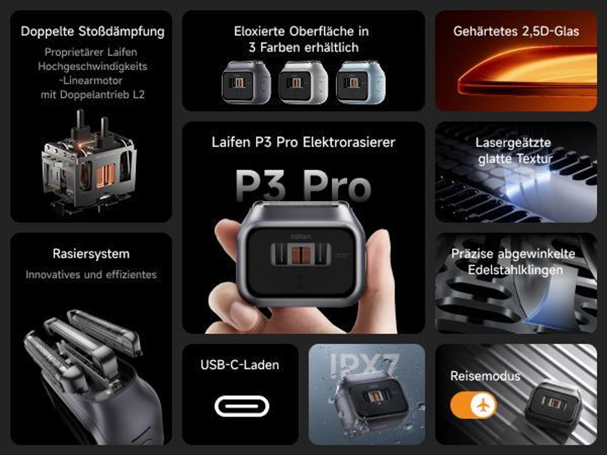LAIFEN P3 Pro Rasierer Original Aluminum Spacegrau